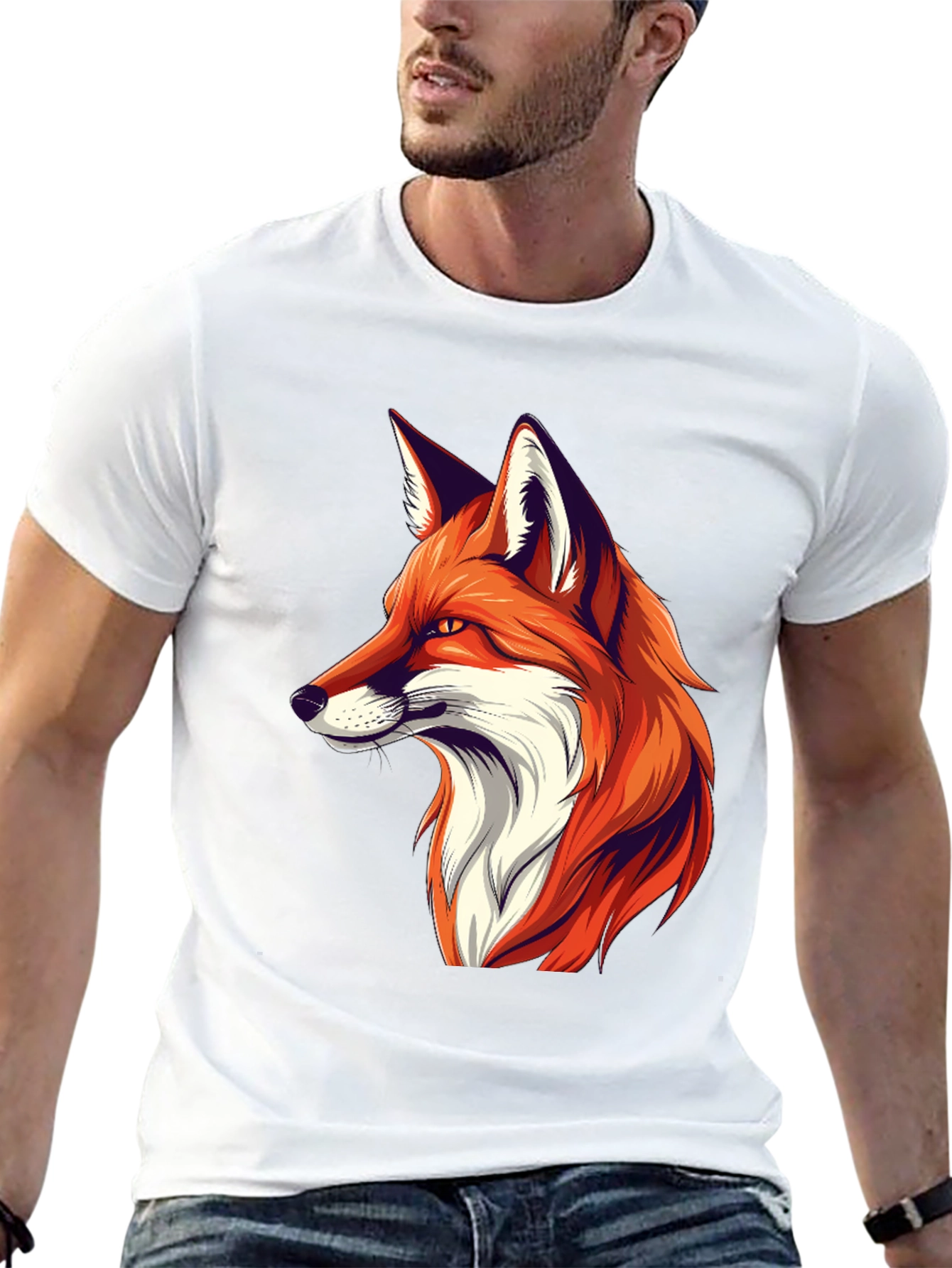 Cool Fox Graphic Tee - Black Cotton T-Shirt