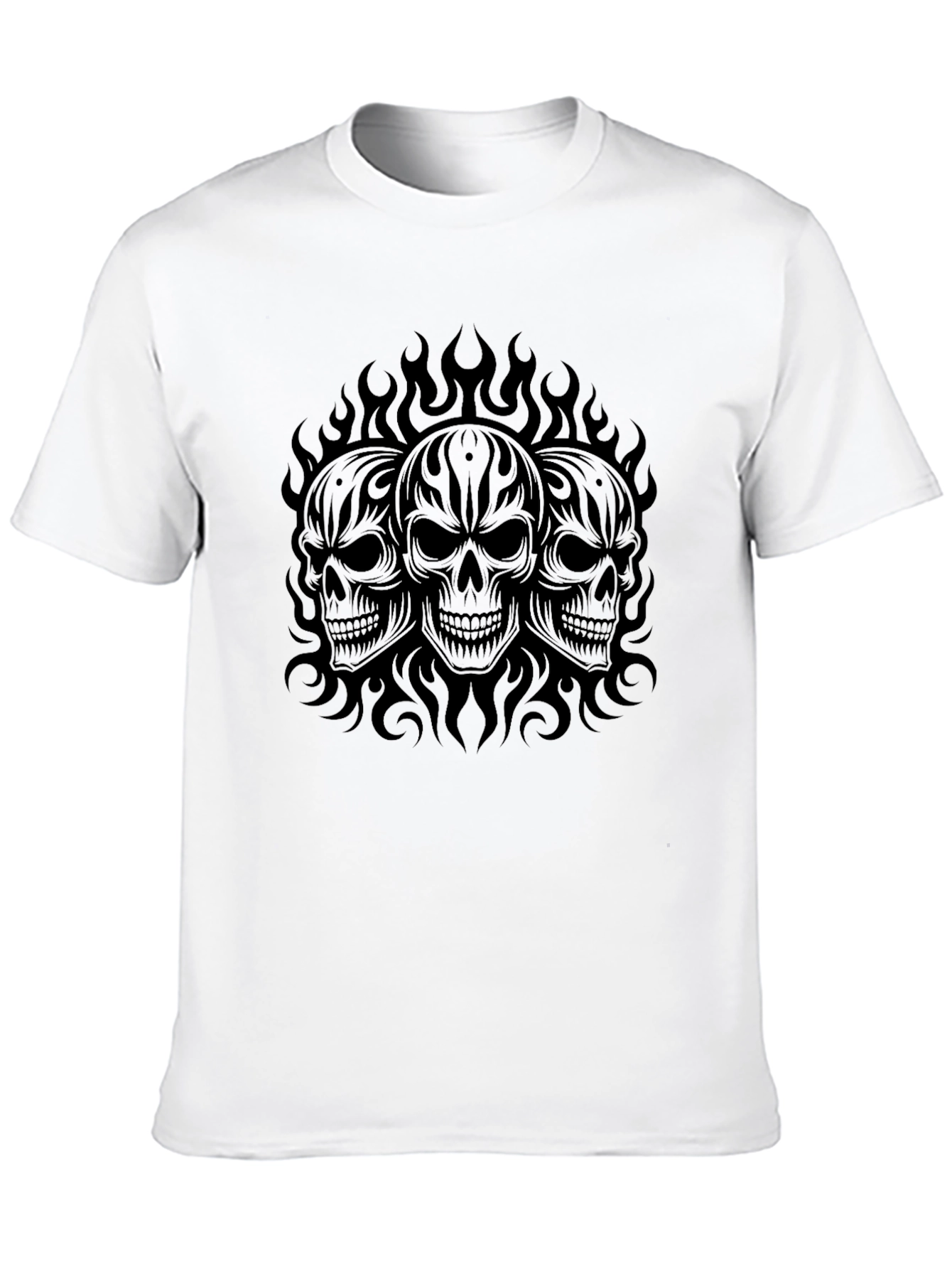 Skull Flames Graphic Black T-Shirt