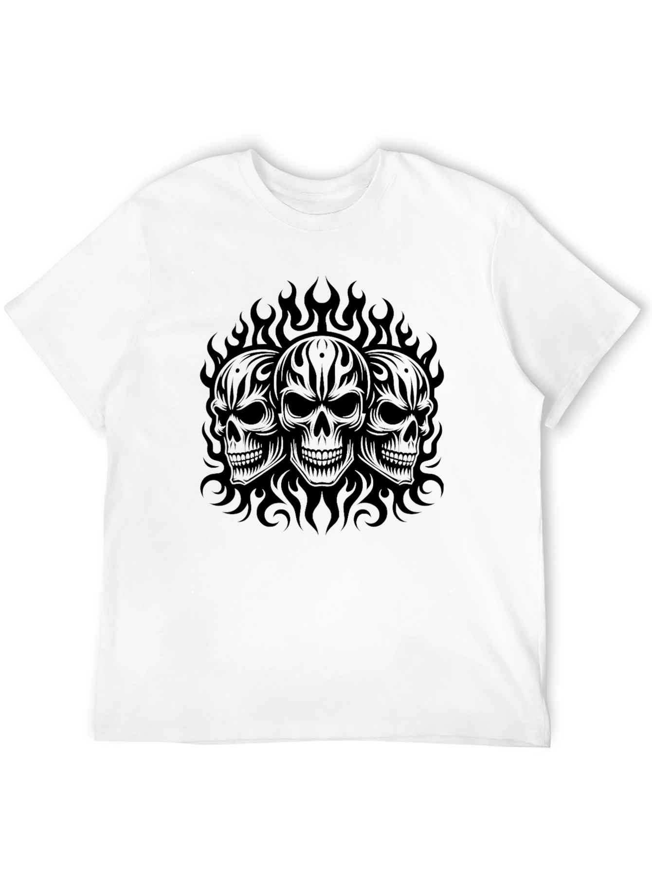 Skull Flames Graphic Black T-Shirt