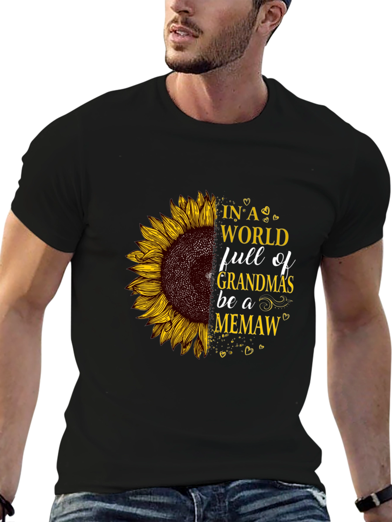 Sunflower Grandma Graphic Tee - Black