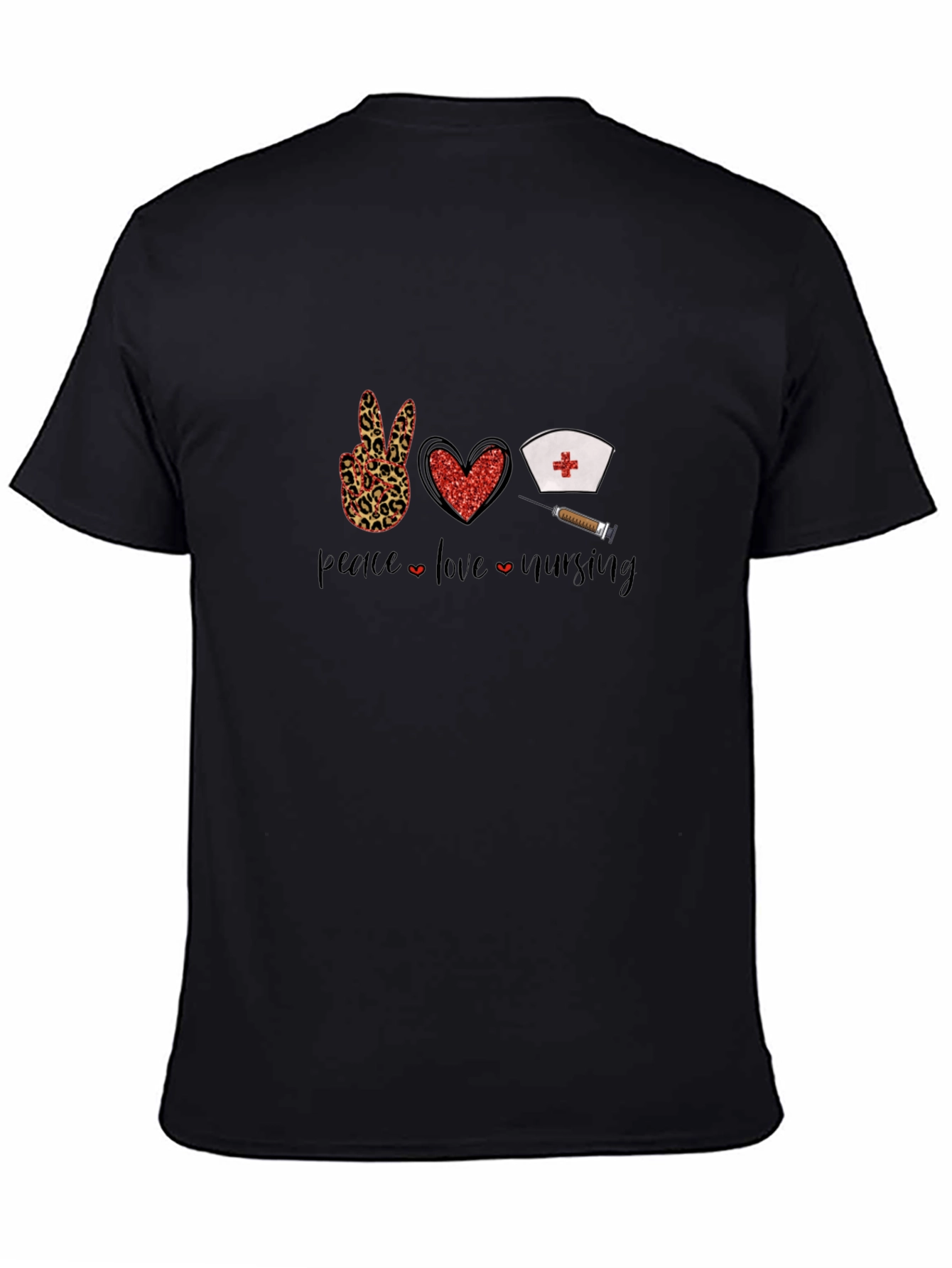 Peace Love Nursing Black Graphic T-Shirt