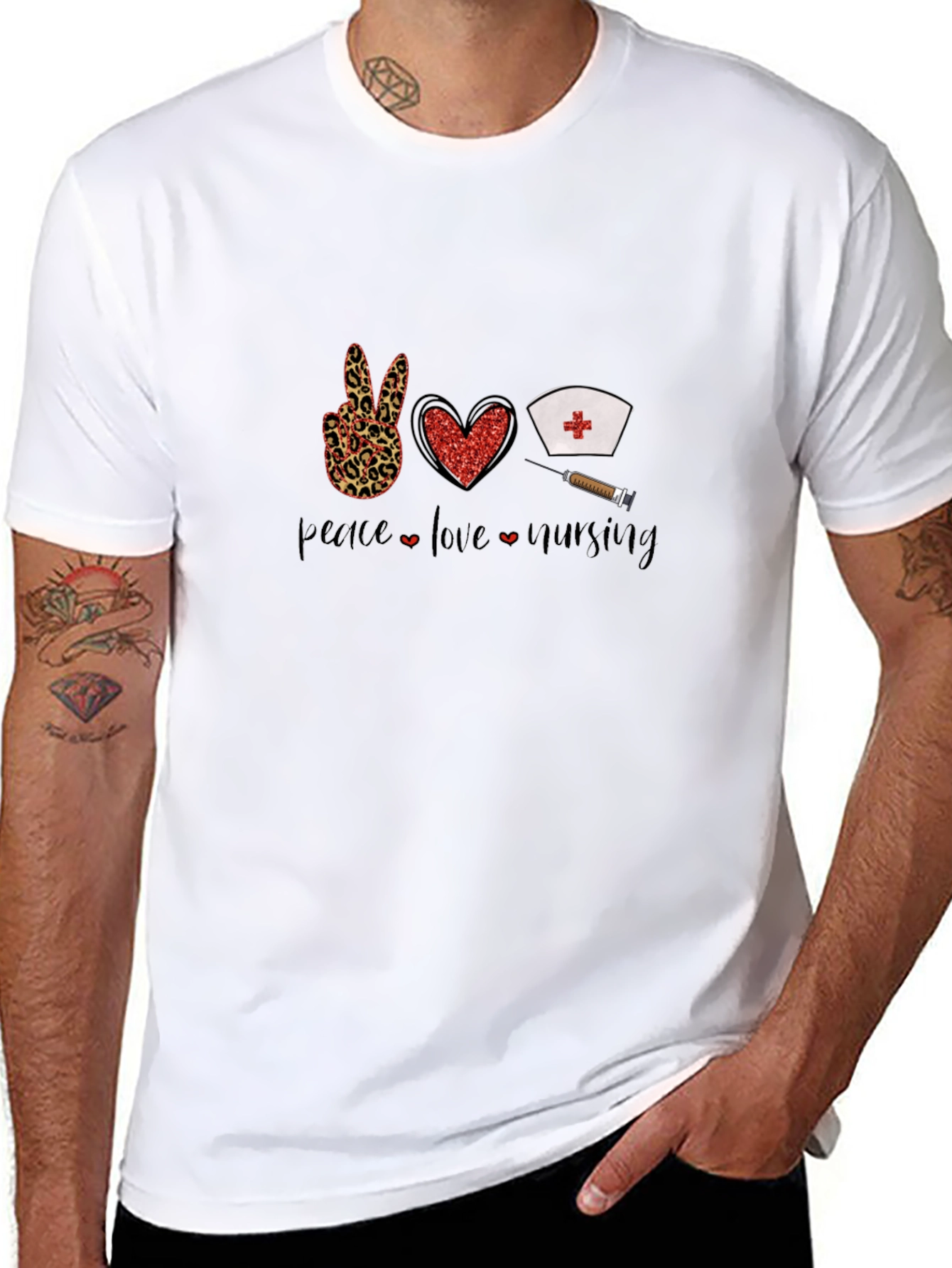 Peace Love Nursing Black Graphic T-Shirt