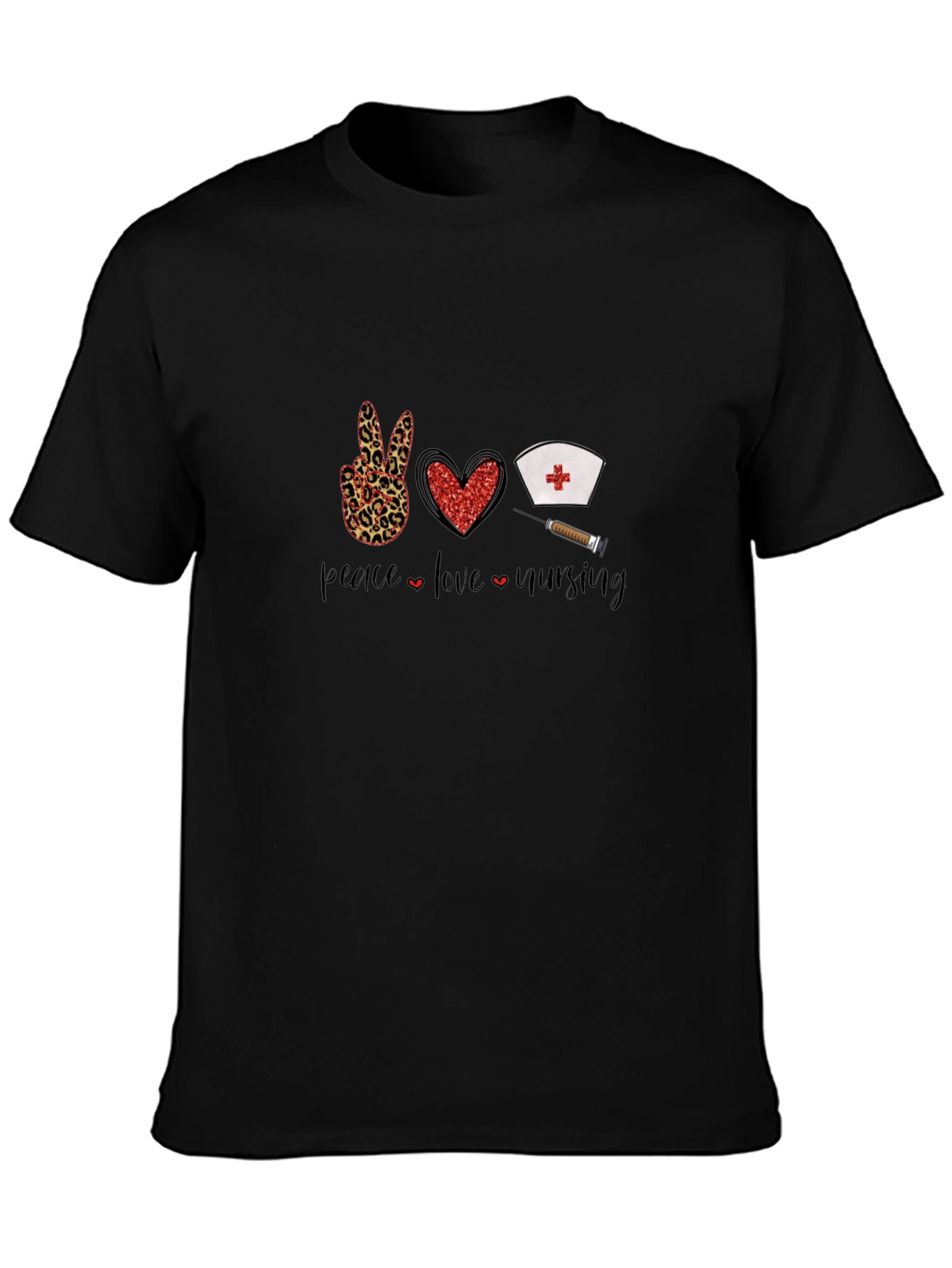 Peace Love Nursing Black Graphic T-Shirt