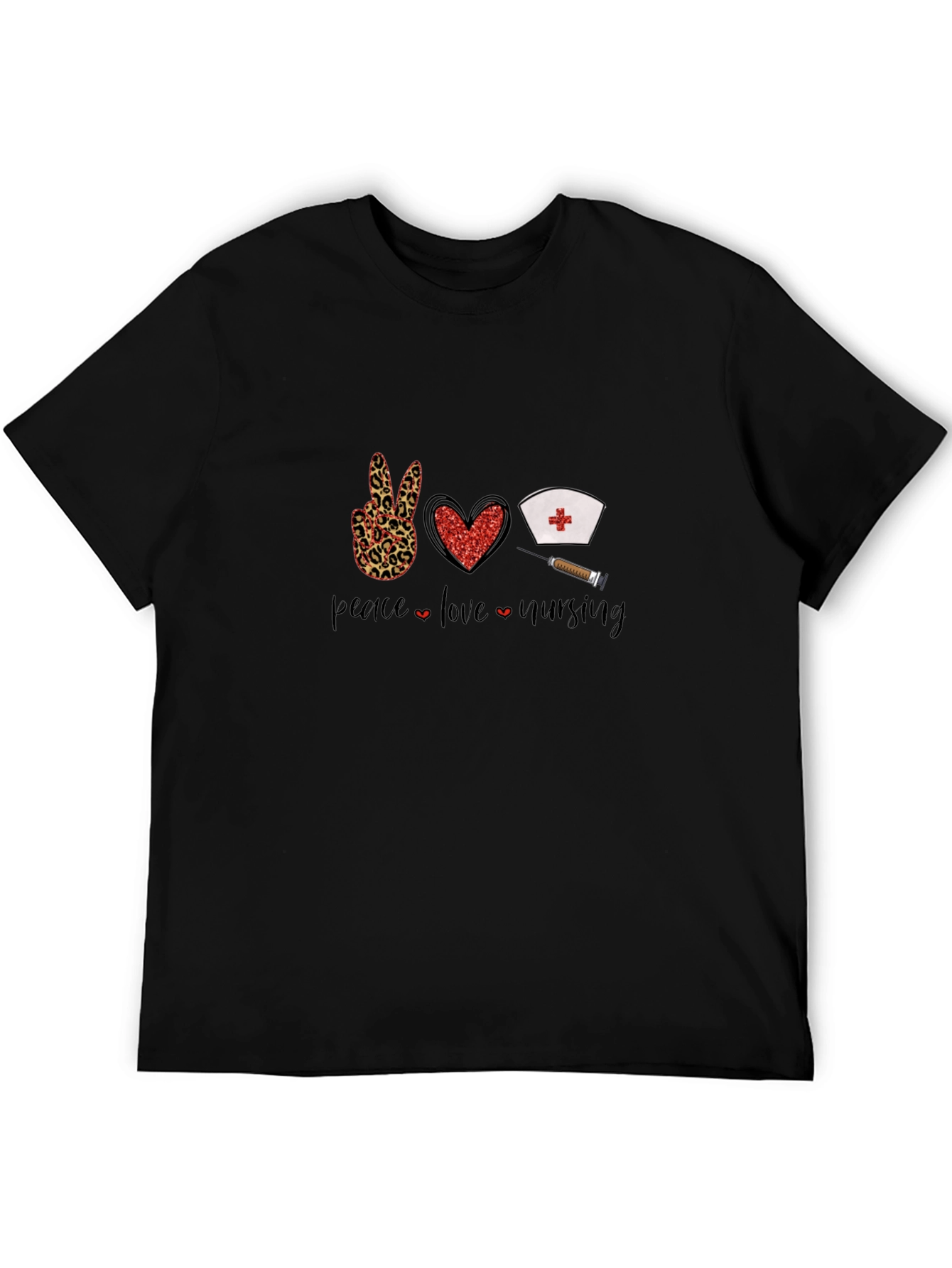 Peace Love Nursing Black Graphic T-Shirt