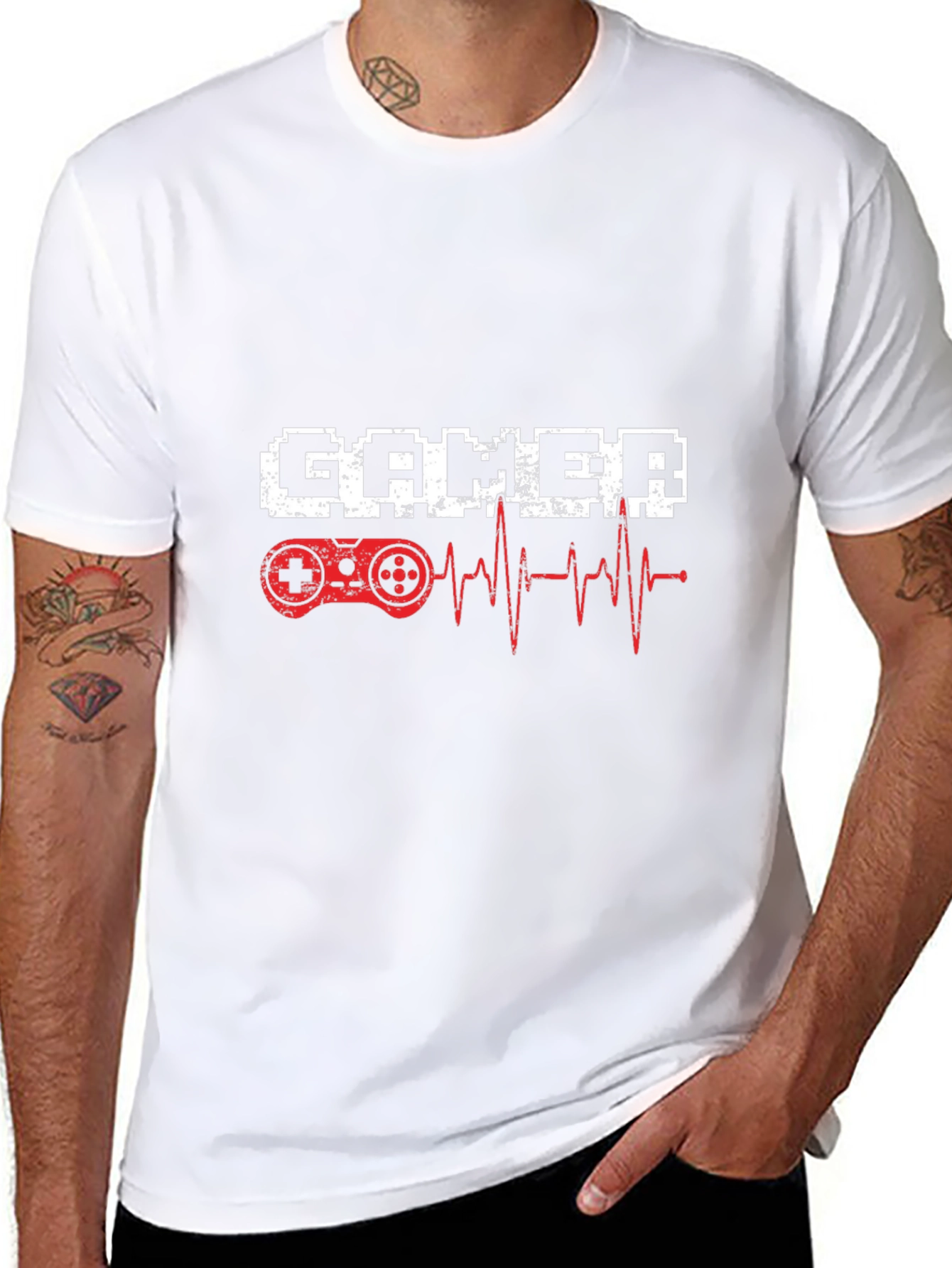 Gamer Heartbeat T-Shirt - Pixel Style Game Controller Tee
