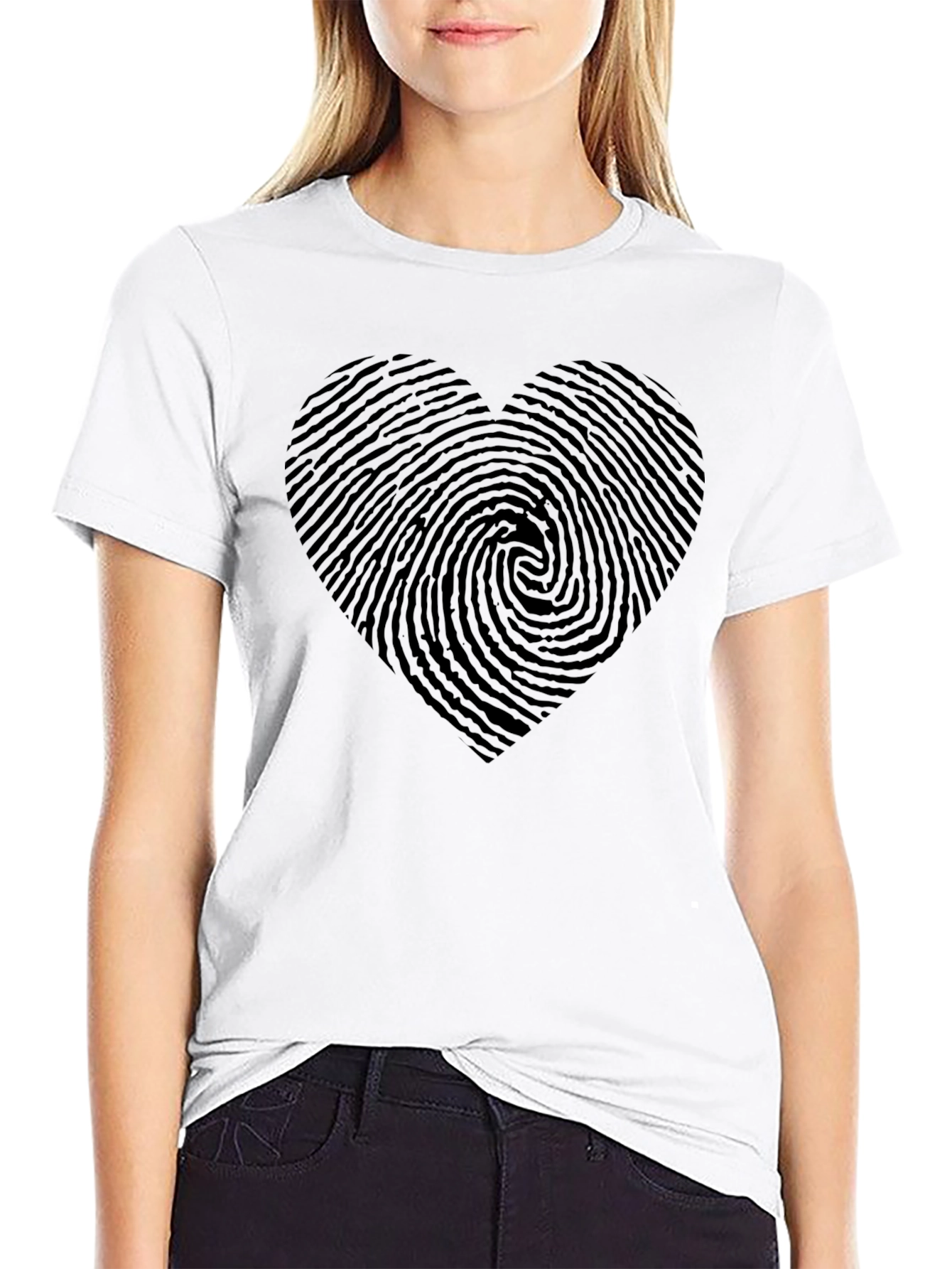 Fingerprint Heart Graphic T-Shirt