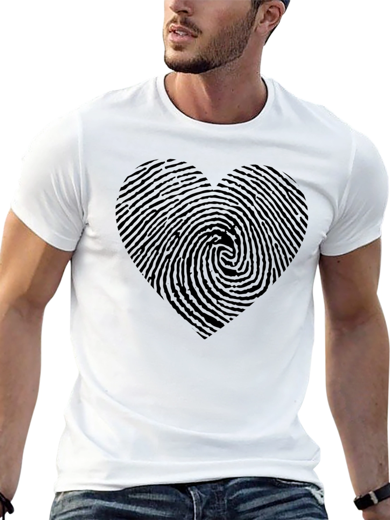Fingerprint Heart Graphic T-Shirt