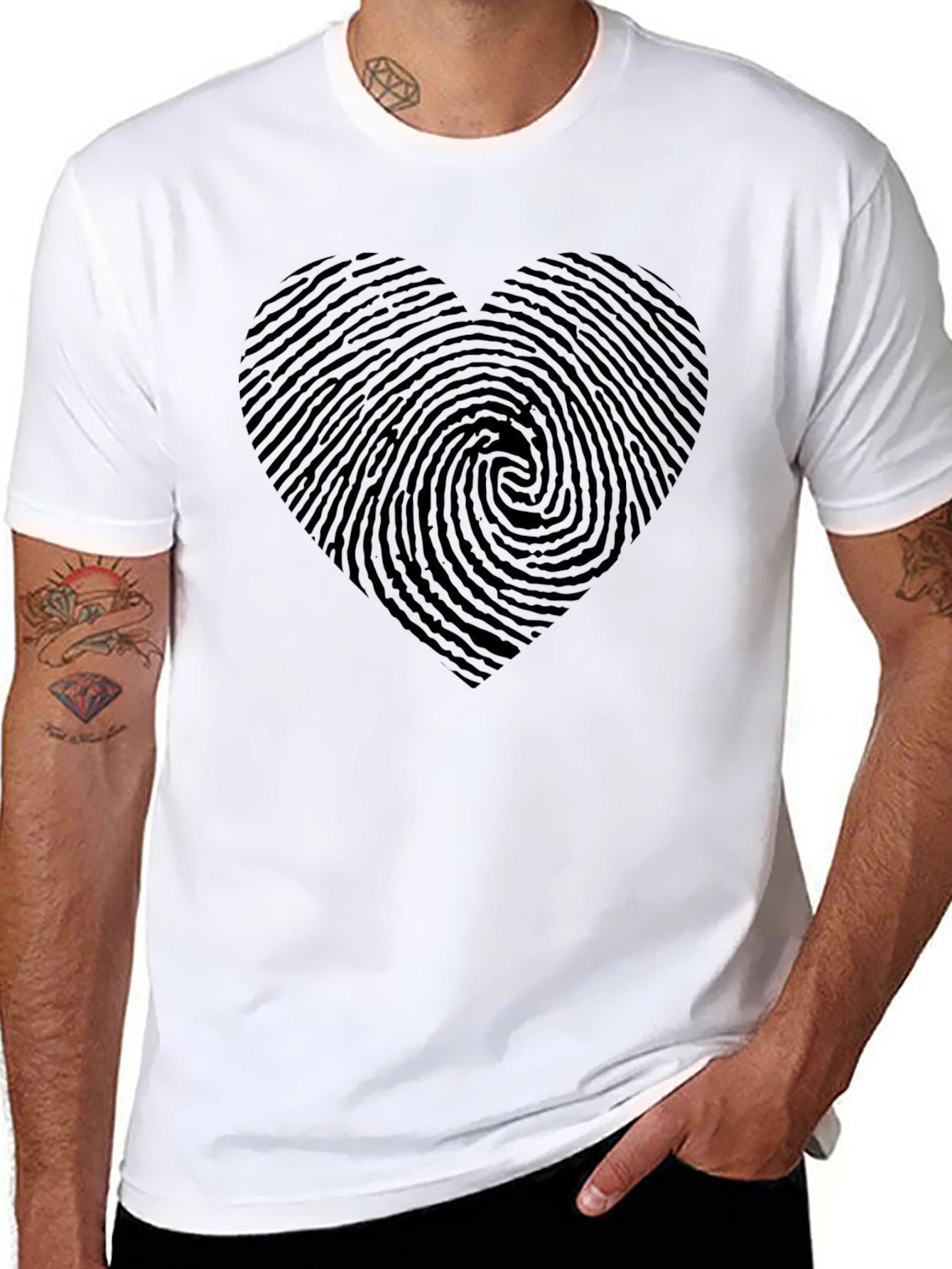 Fingerprint Heart Graphic T-Shirt
