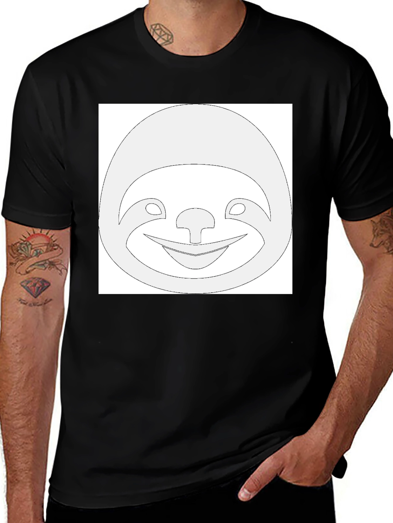 Funny Sloth Graphic Tee - Black Cotton T-Shirt