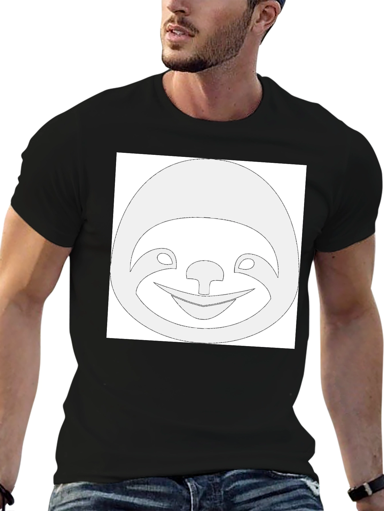 Funny Sloth Graphic Tee - Black Cotton T-Shirt