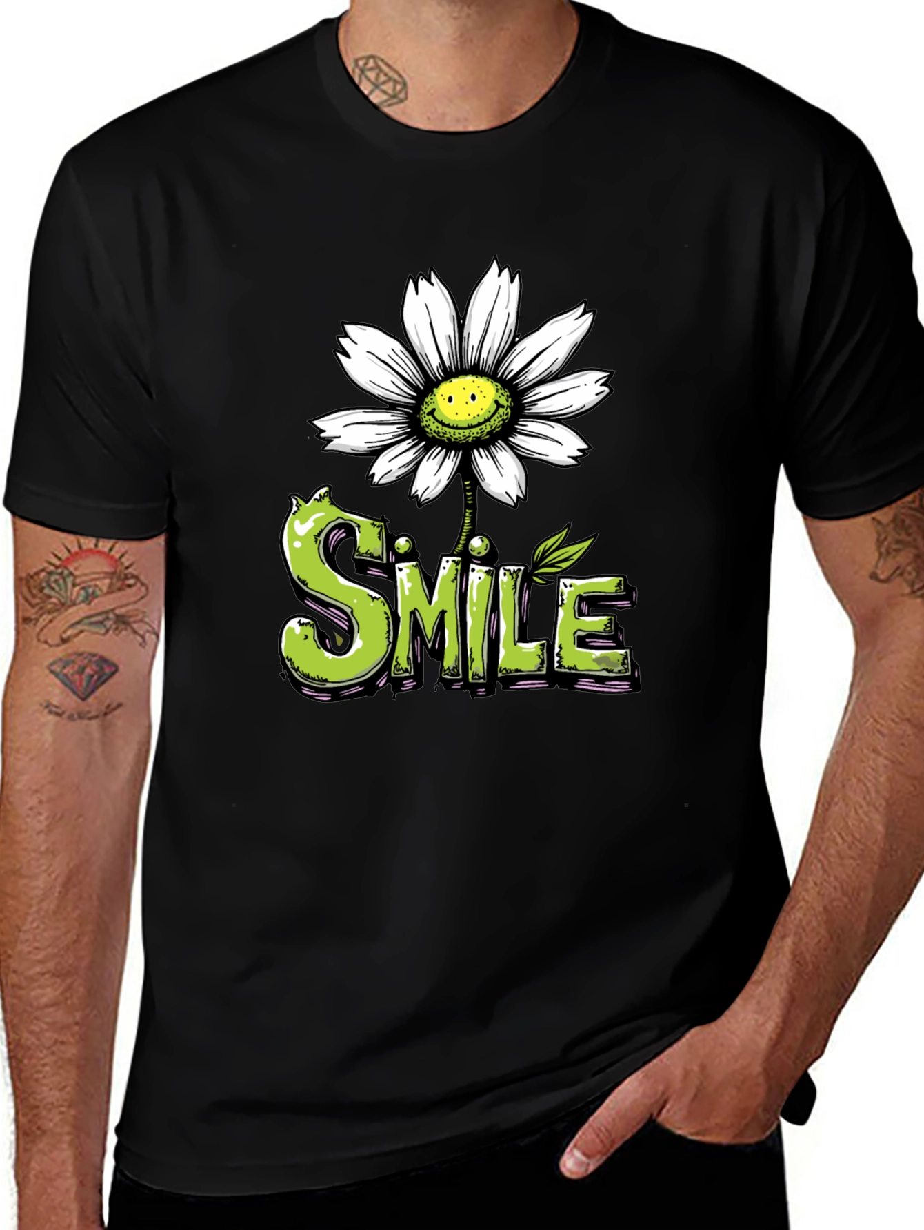 Smile Daisy Graphic Tee - Positive Vibes Shirt