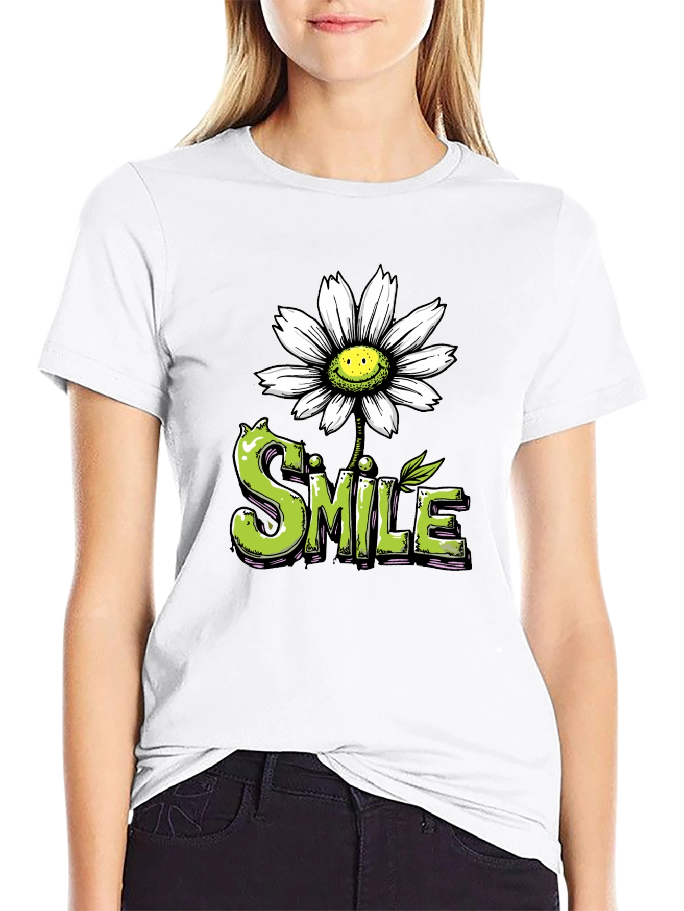 Smile Daisy Graphic Tee - Positive Vibes Shirt