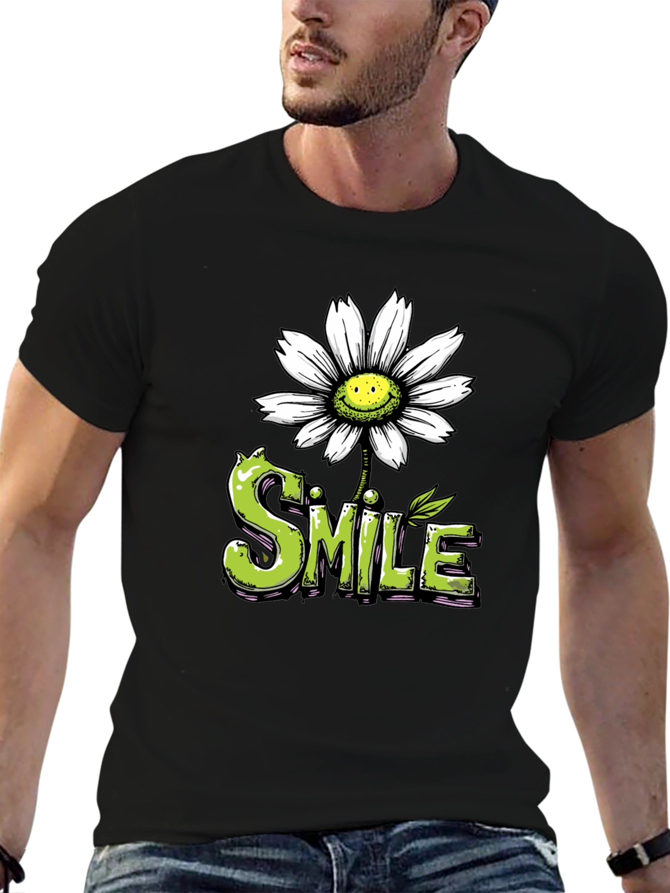 Smile Daisy Graphic Tee - Positive Vibes Shirt