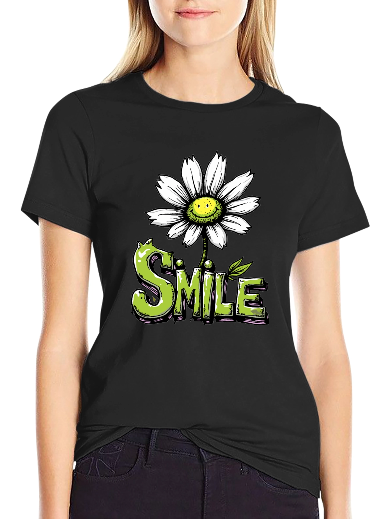 Smile Daisy Graphic Tee - Positive Vibes Shirt
