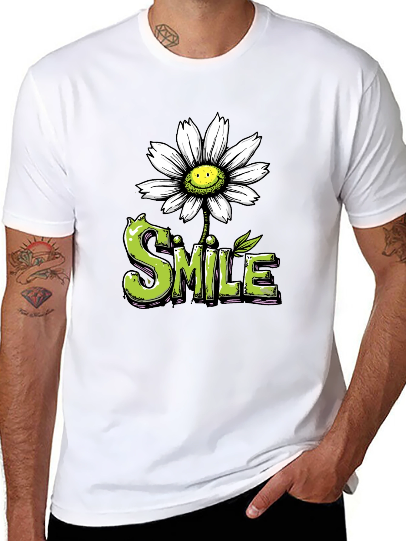 Smile Daisy Graphic Tee - Positive Vibes Shirt