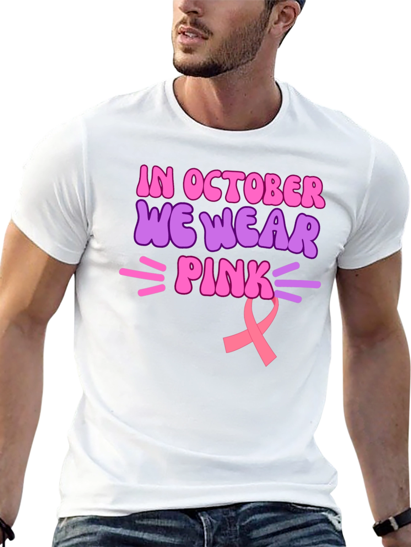 In October We Wear Pink Breast Cancer Awareness Tee