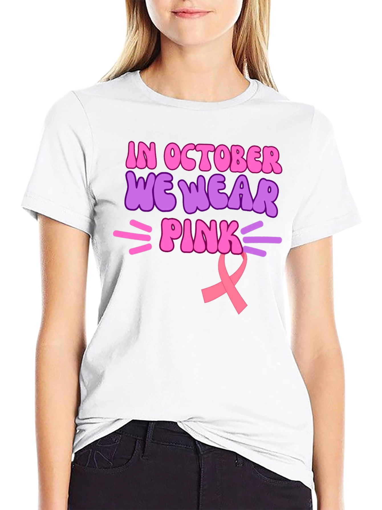 In October We Wear Pink Breast Cancer Awareness Tee