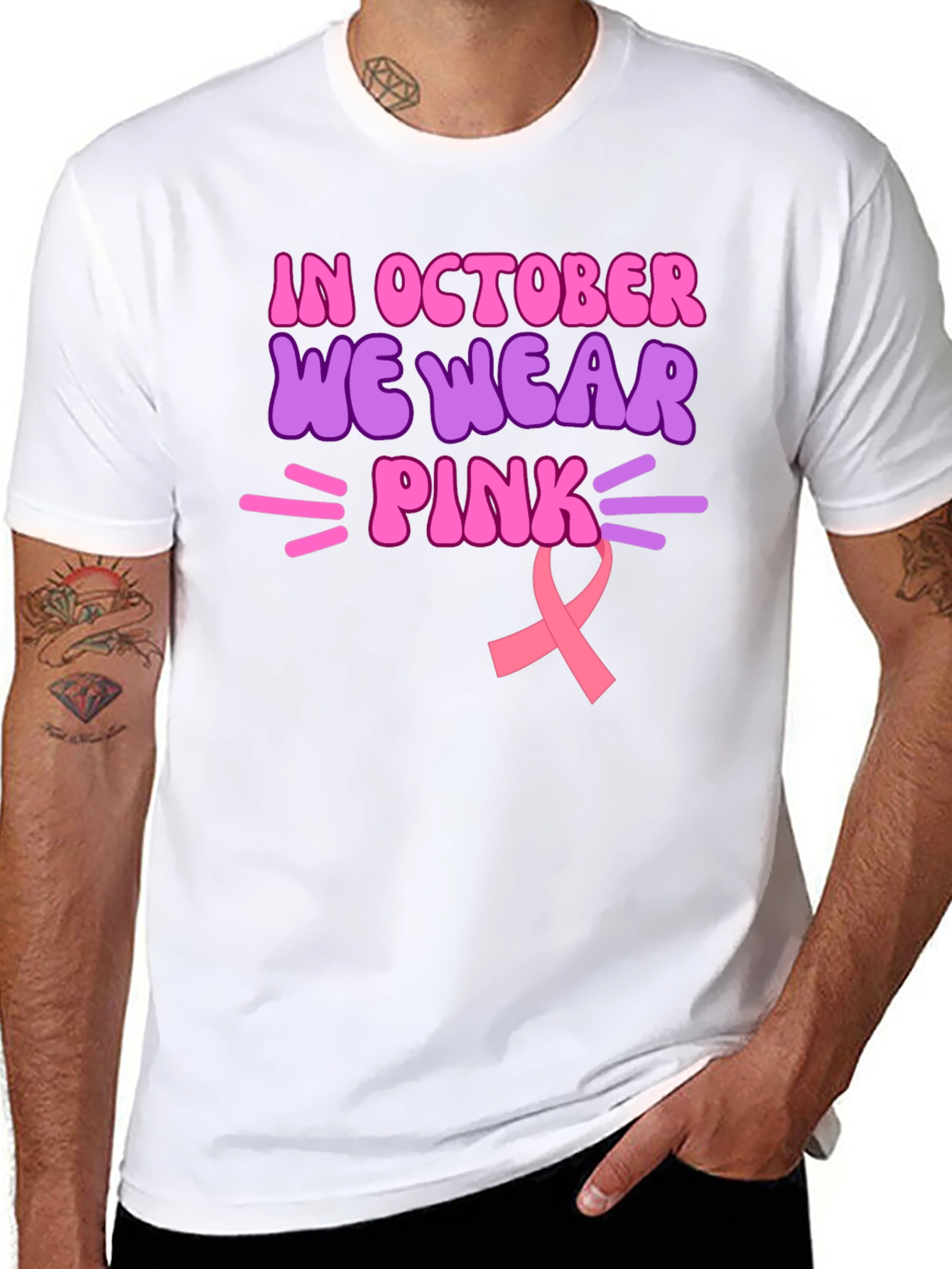 In October We Wear Pink Breast Cancer Awareness Tee