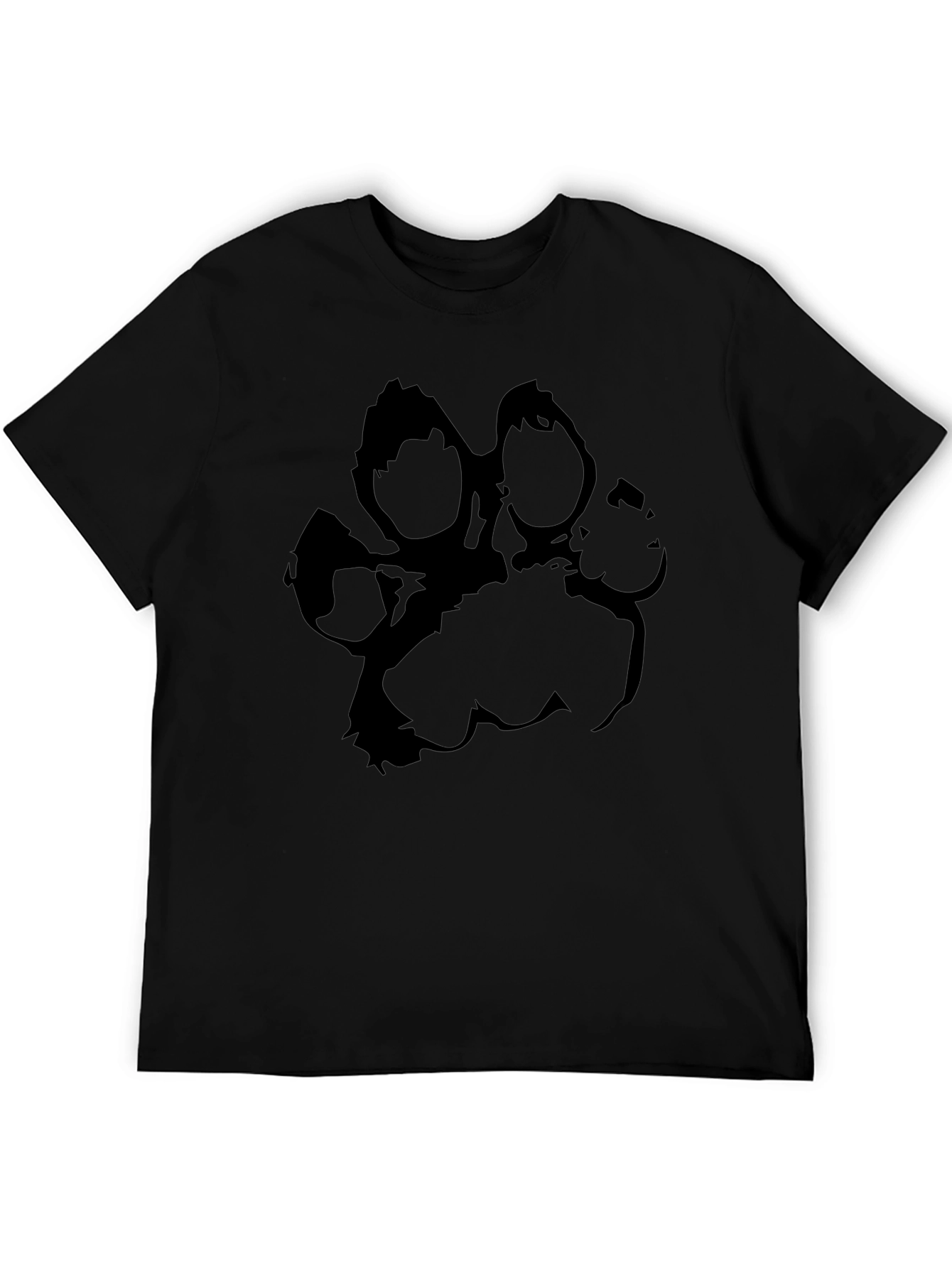 Black Paw Print T-Shirt - Casual Graphic Tee