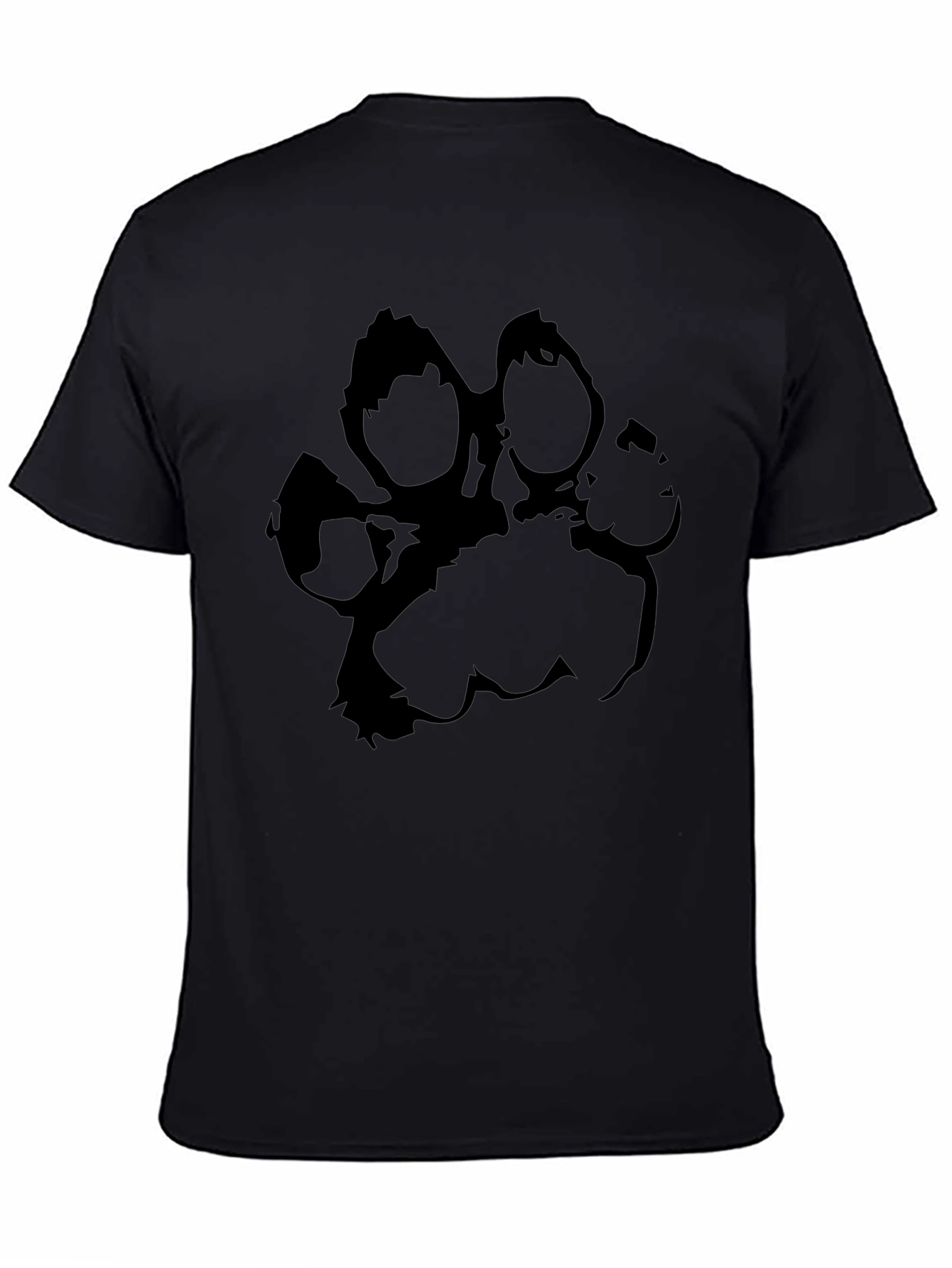 Black Paw Print T-Shirt - Casual Graphic Tee