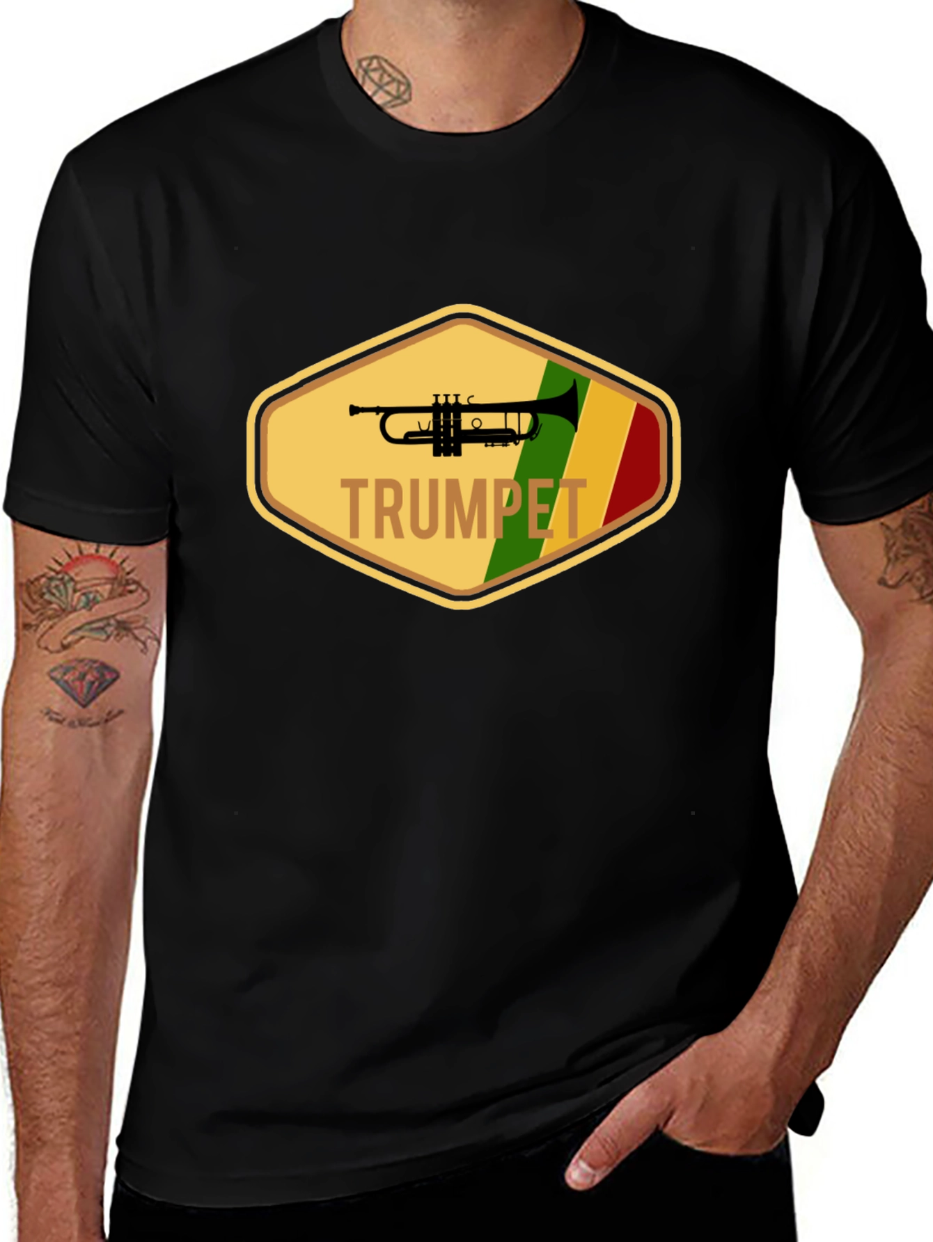 Trumpet Graphic Tee - Black Cotton T-Shirt