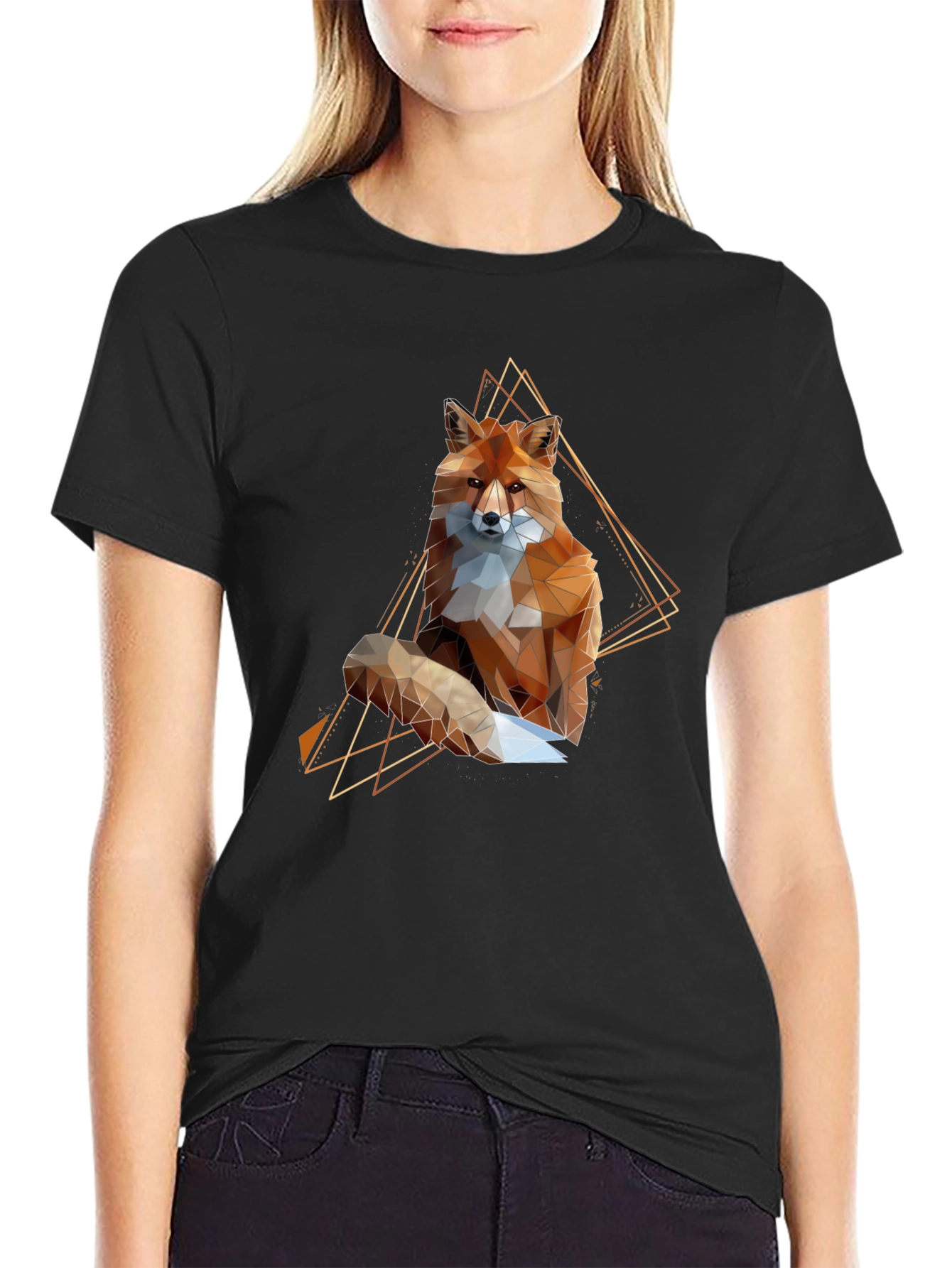 Geometric Fox Graphic Tee - Modern Animal Print