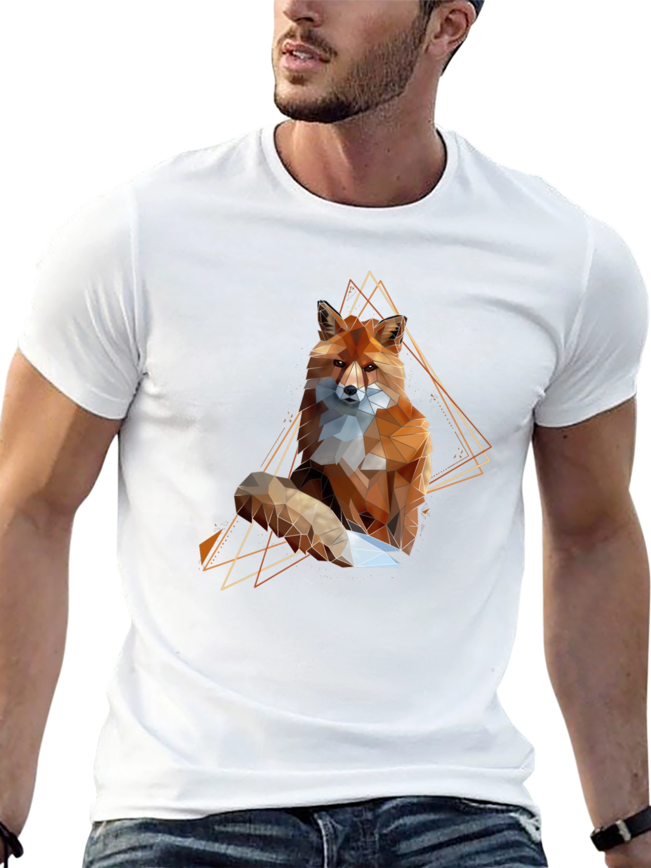 Geometric Fox Graphic Tee - Modern Animal Print