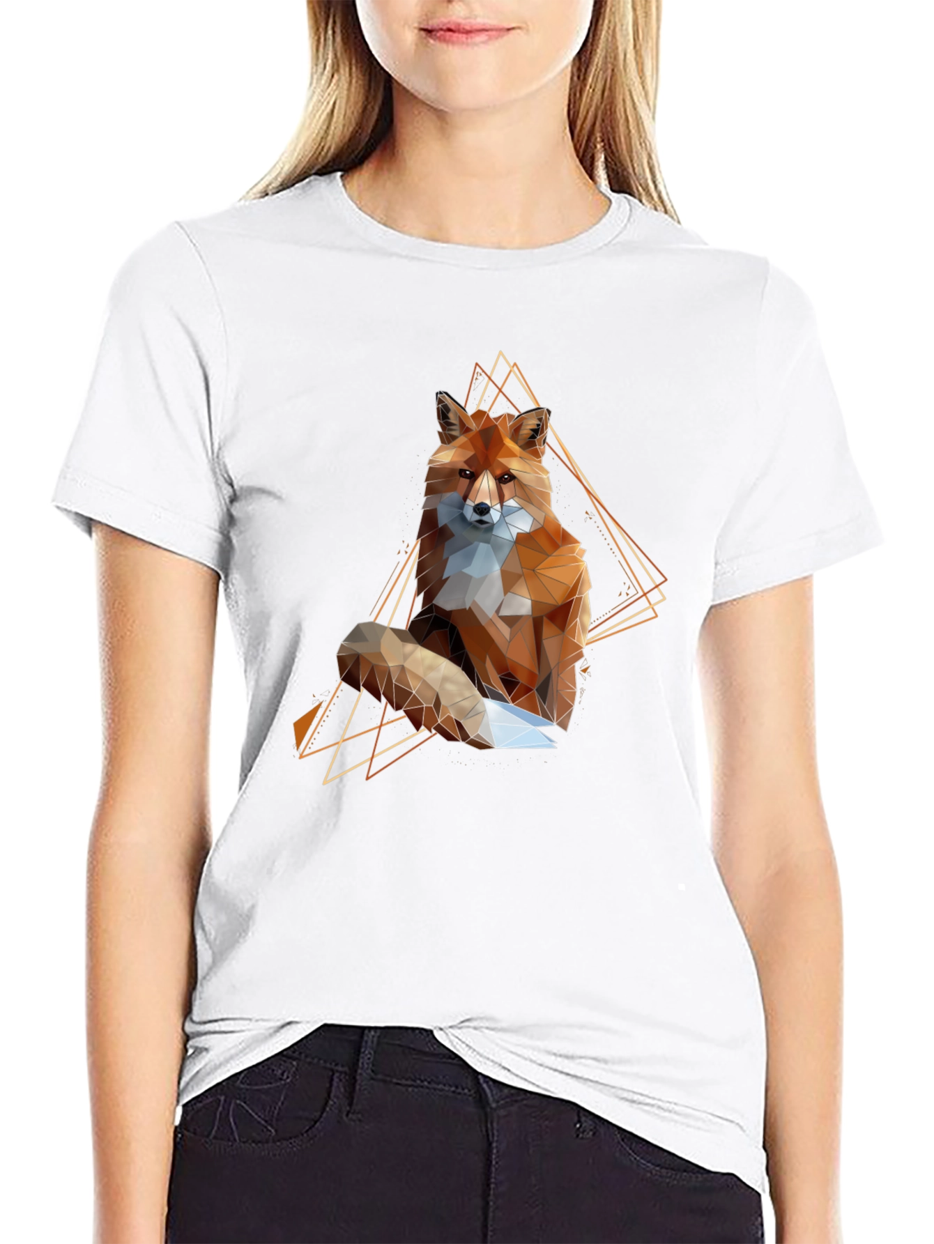 Geometric Fox Graphic Tee - Modern Animal Print