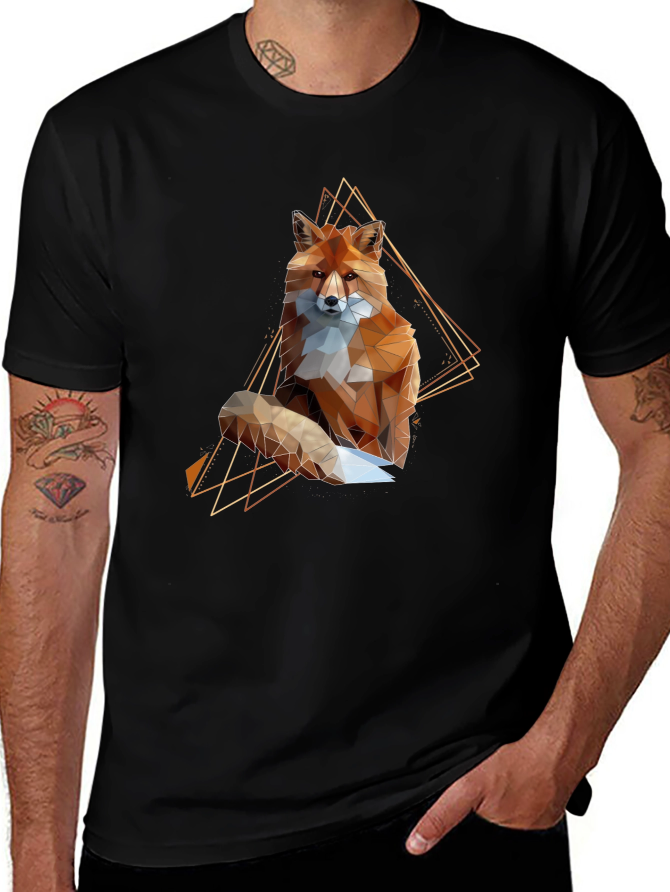 Geometric Fox Graphic Tee - Modern Animal Print