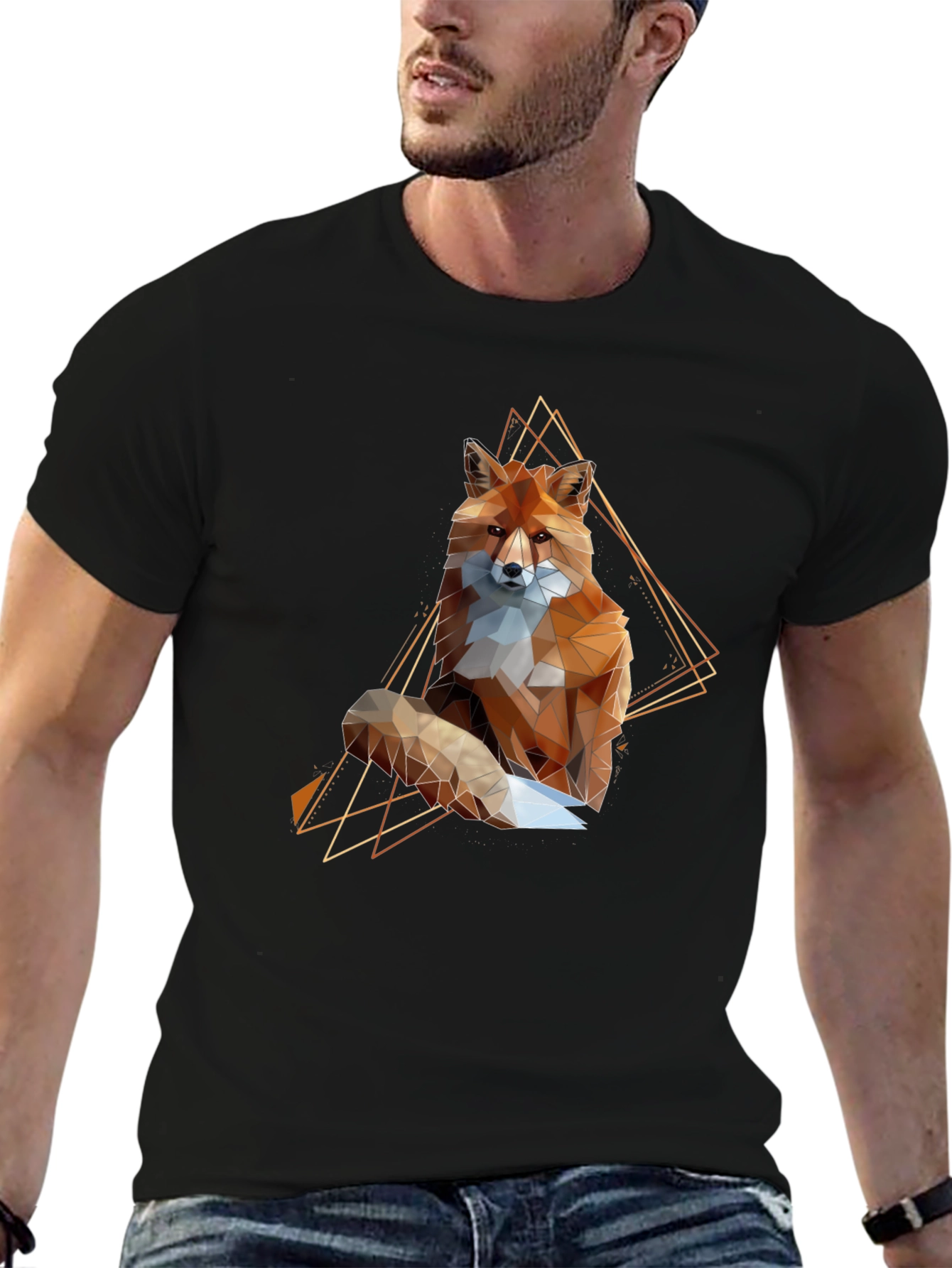 Geometric Fox Graphic Tee - Modern Animal Print