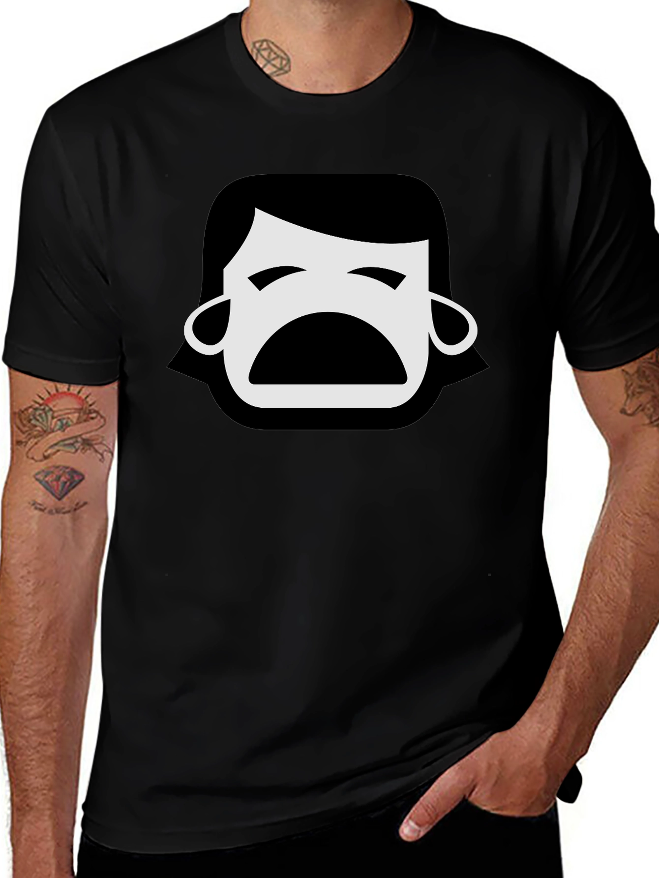 Emo Face Black T-Shirt - Express Your Feelings