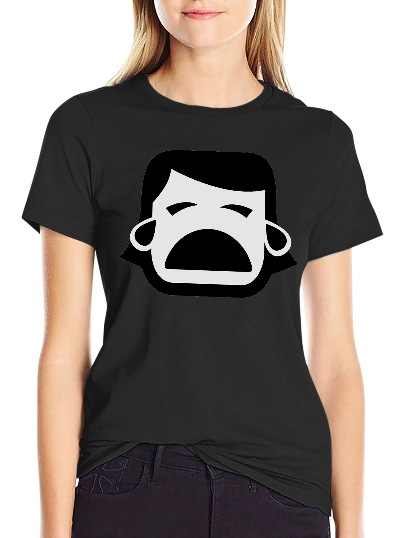 Emo Face Black T-Shirt - Express Your Feelings
