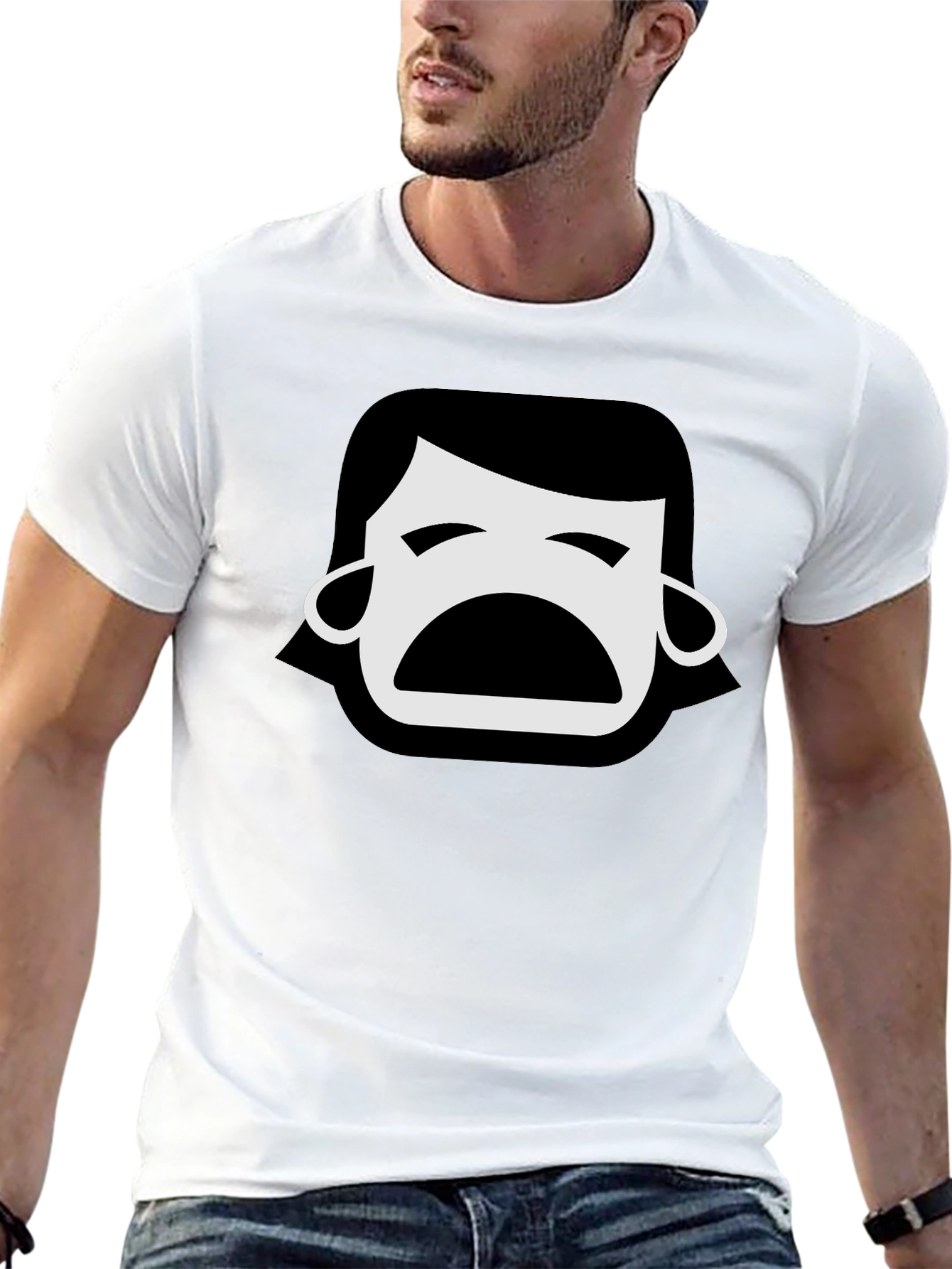 Emo Face Black T-Shirt - Express Your Feelings