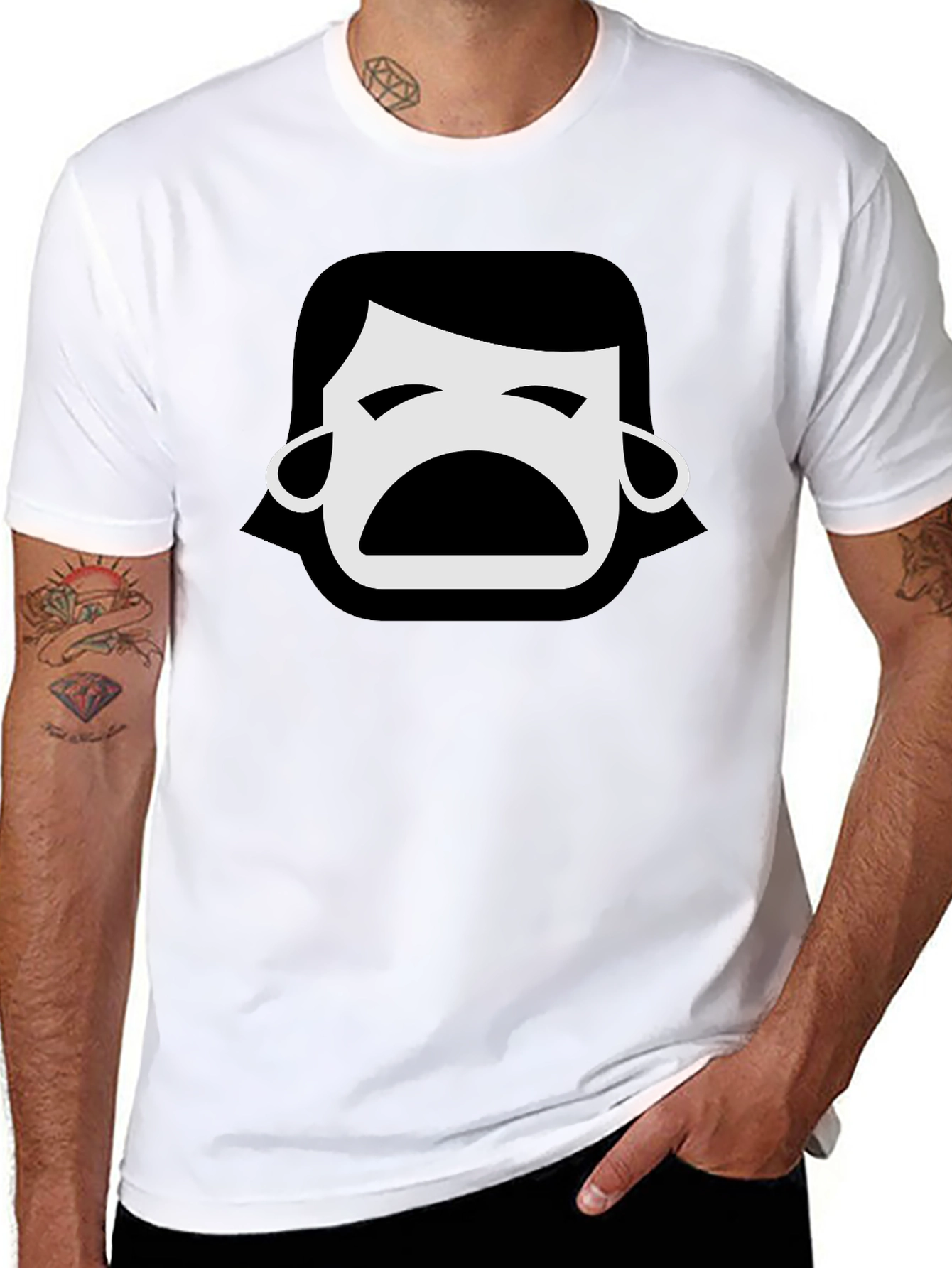 Emo Face Black T-Shirt - Express Your Feelings