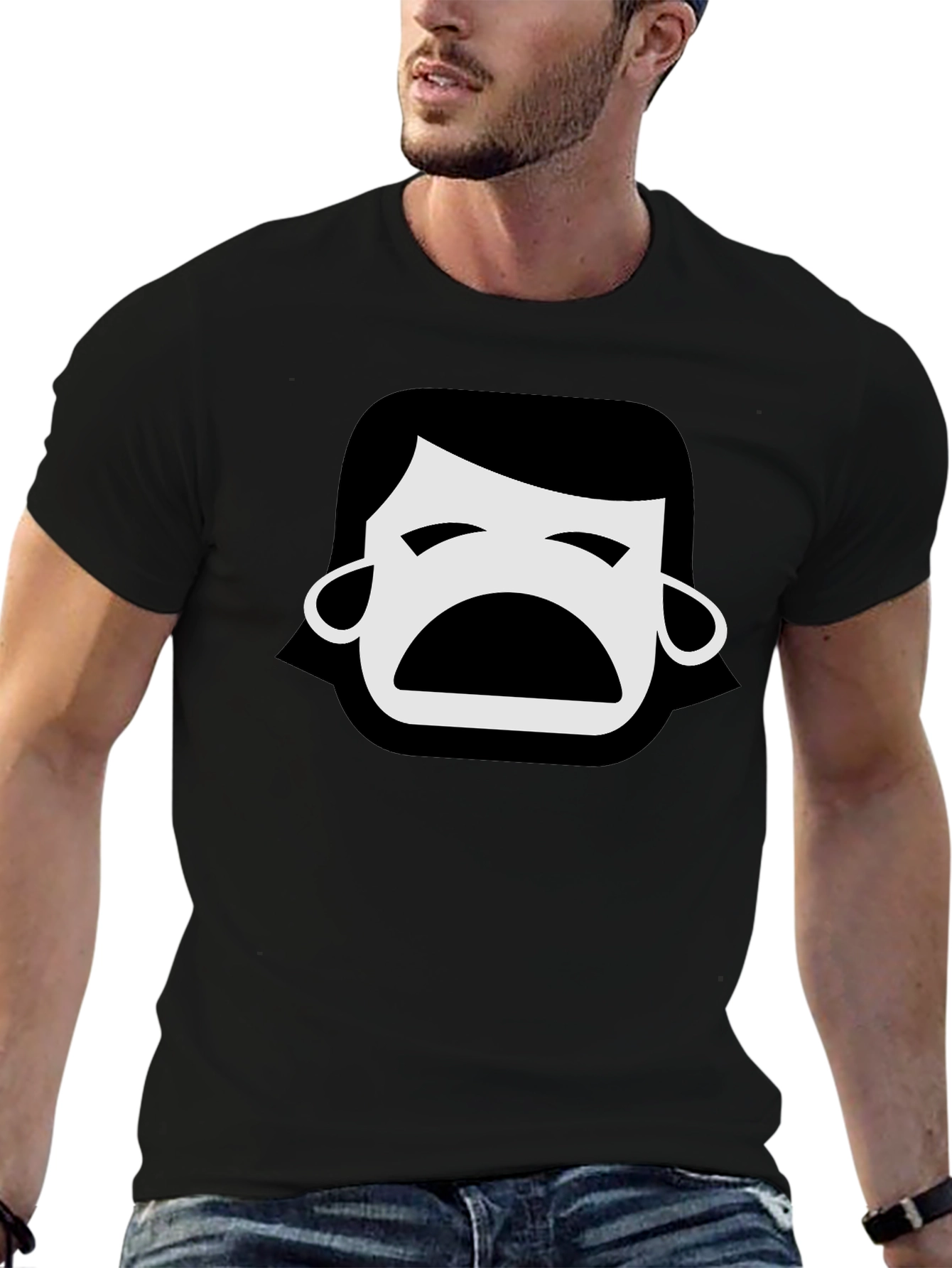 Emo Face Black T-Shirt - Express Your Feelings