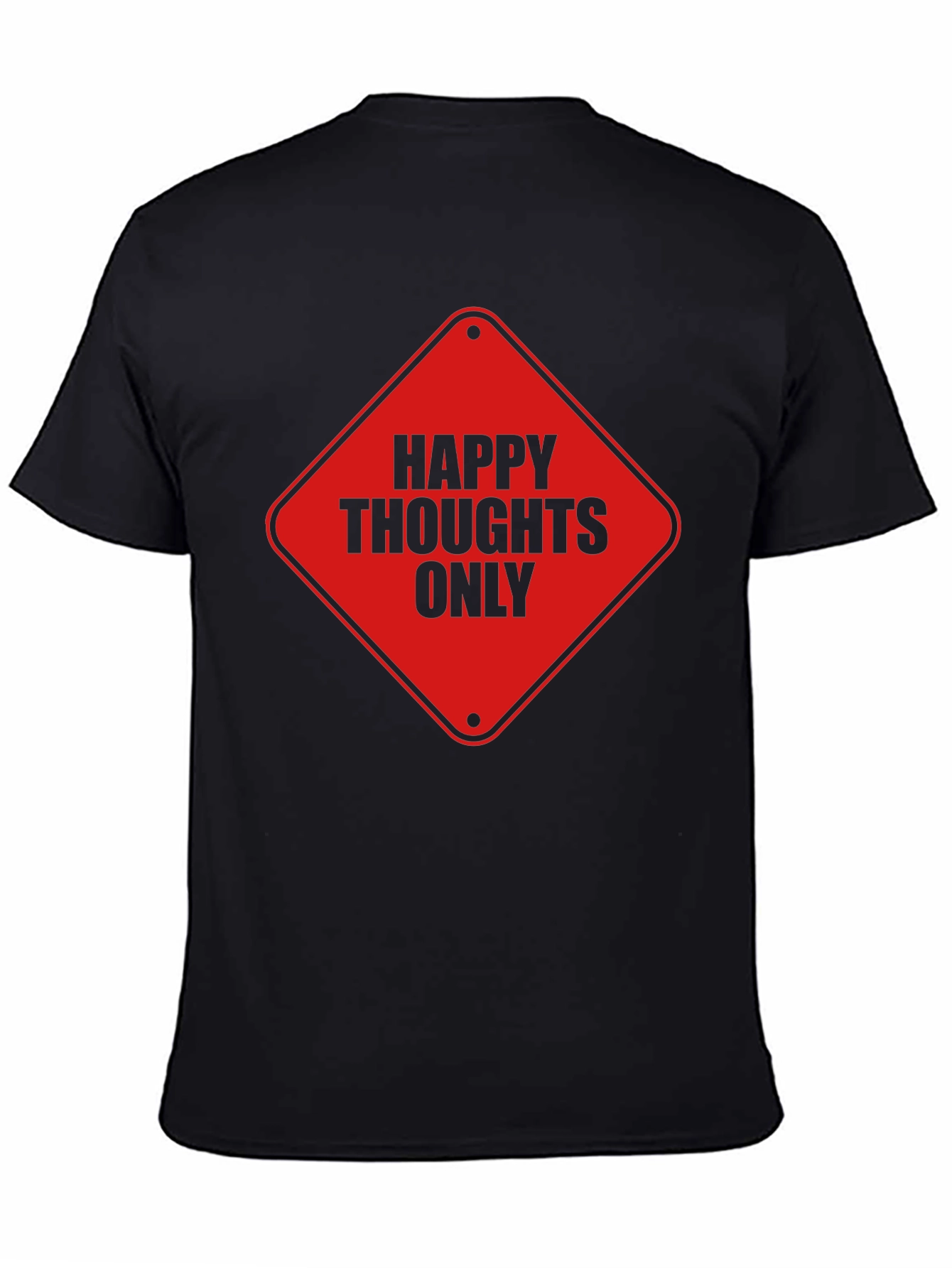 Happy Thoughts Only Graphic Tee - Black Cotton T-Shirt