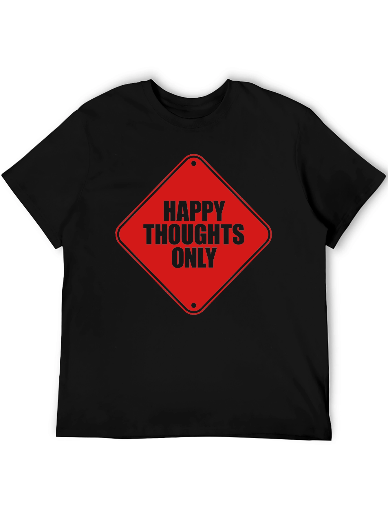 Happy Thoughts Only Graphic Tee - Black Cotton T-Shirt