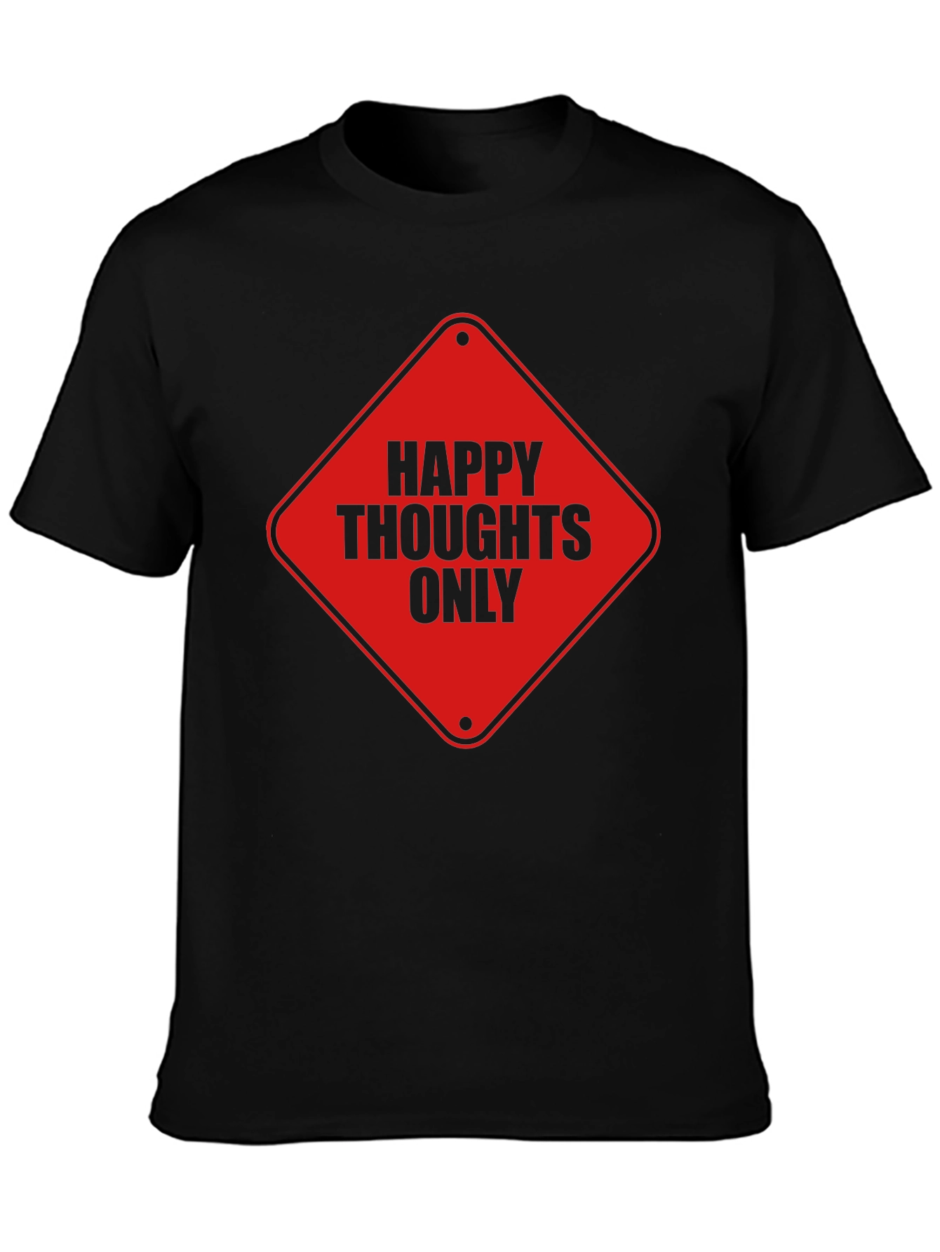 Happy Thoughts Only Graphic Tee - Black Cotton T-Shirt