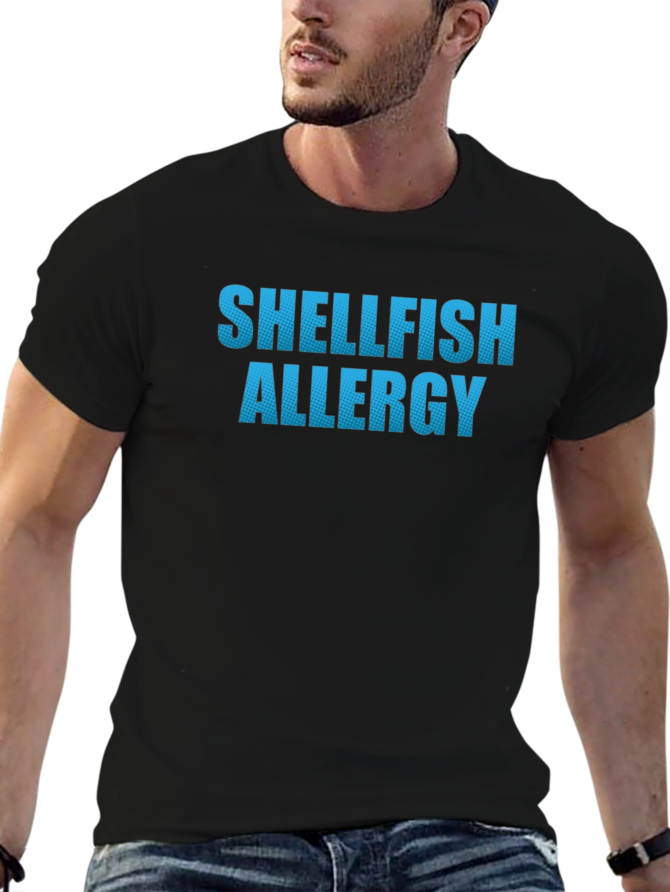 Shellfish Allergy T-Shirt - Black Novelty Tee