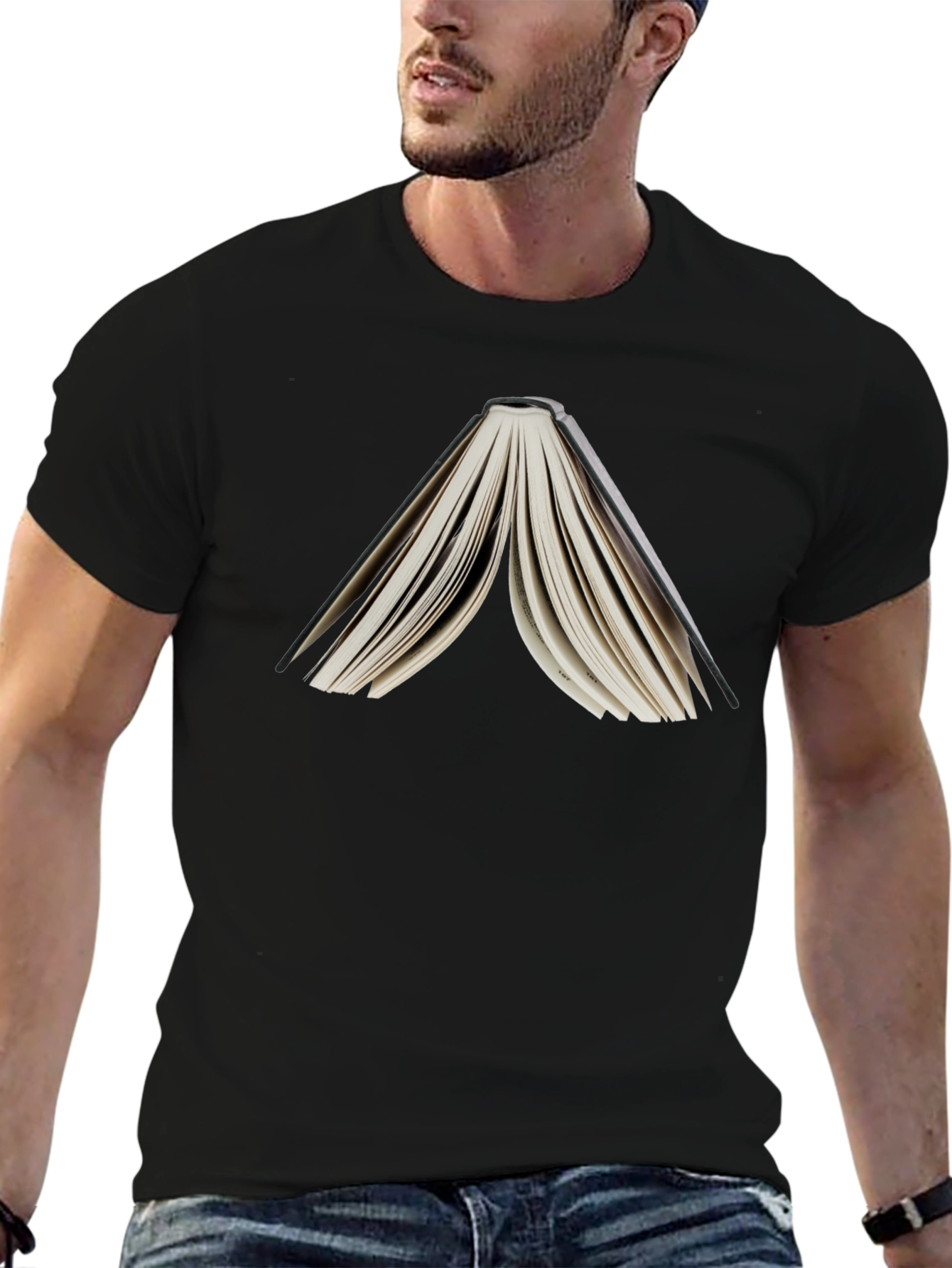 Open Book Graphic Tee - Black Unisex T-Shirt