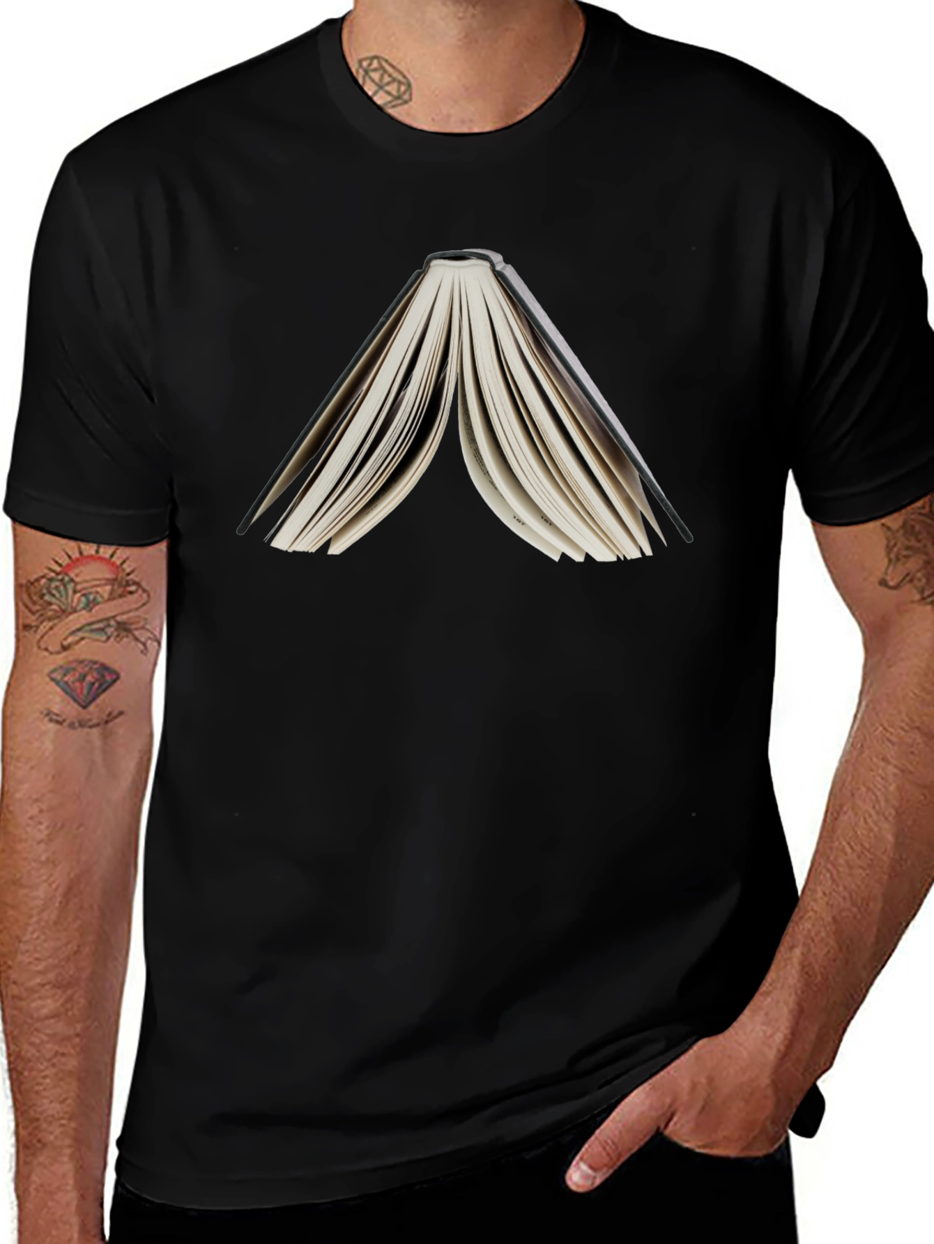 Open Book Graphic Tee - Black Unisex T-Shirt