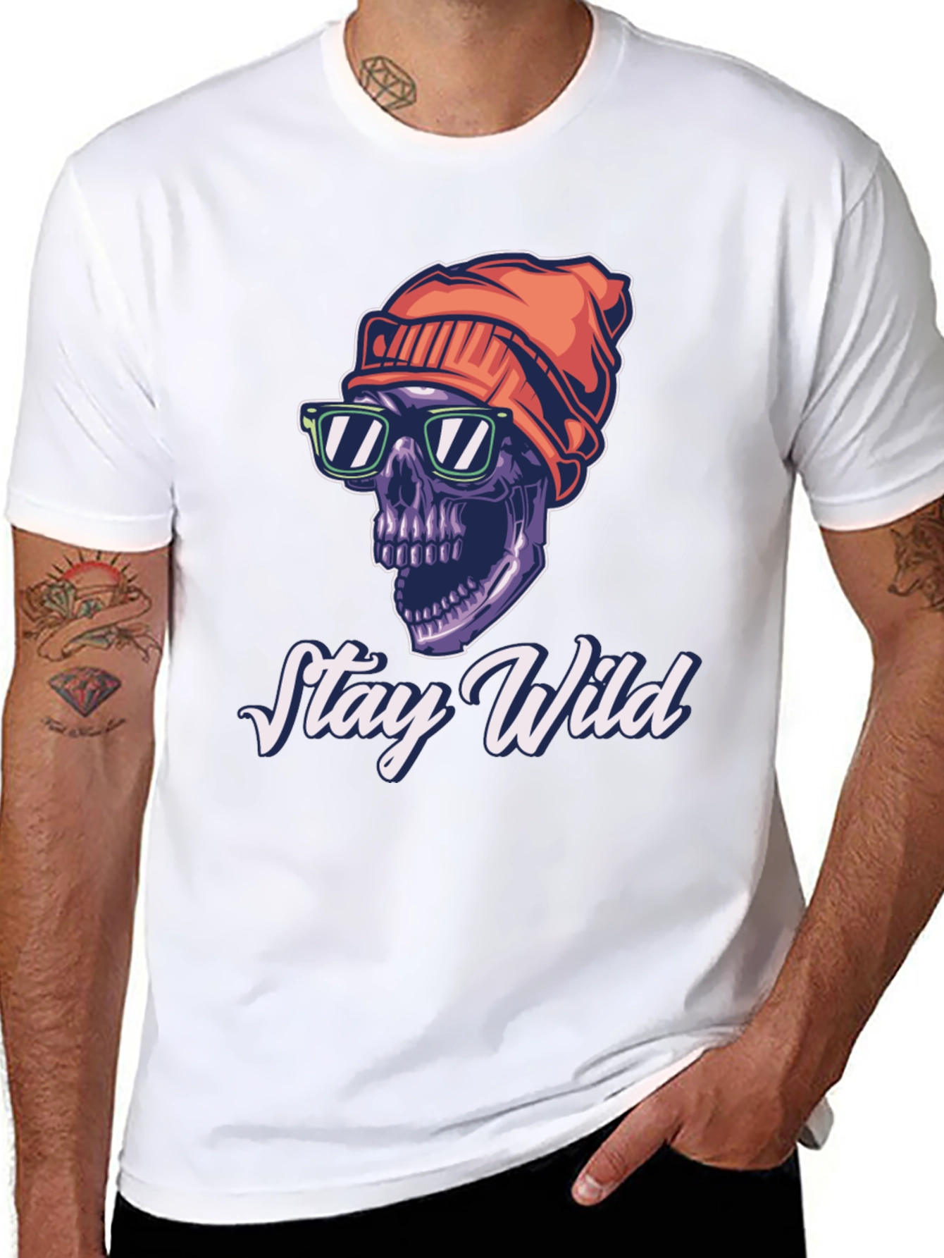 Stay Wild Skull Graphic Tee - Black T-Shirt