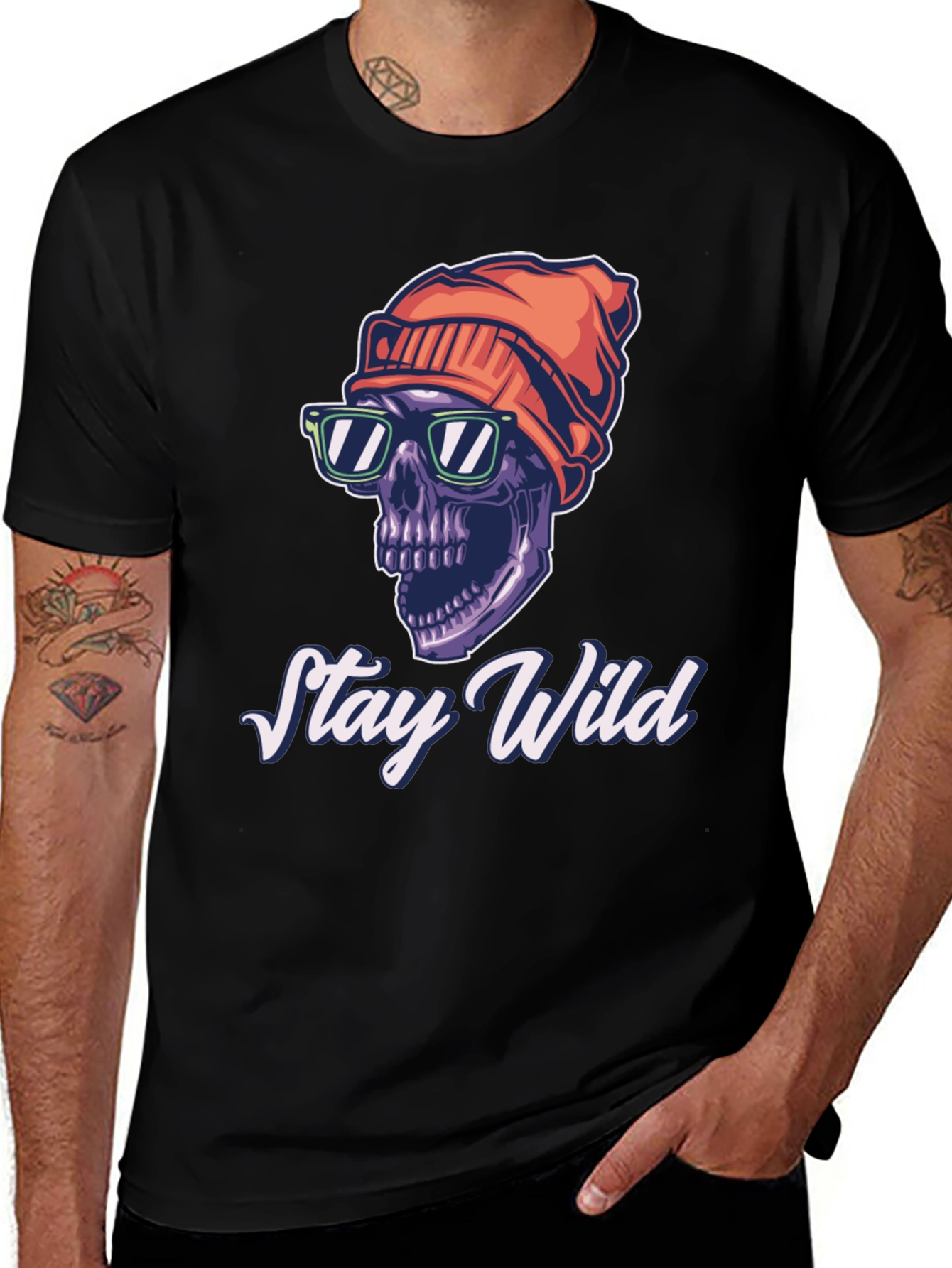 Stay Wild Skull Graphic Tee - Black T-Shirt