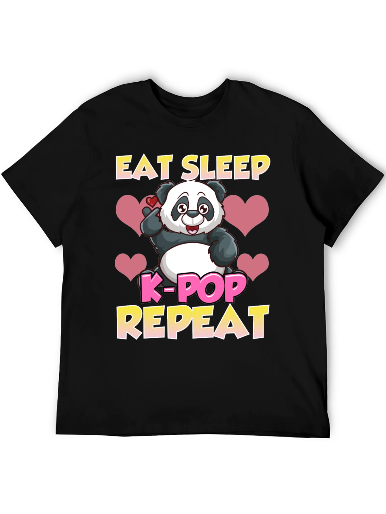 Eat Sleep K-Pop Repeat Panda Graphic Tee