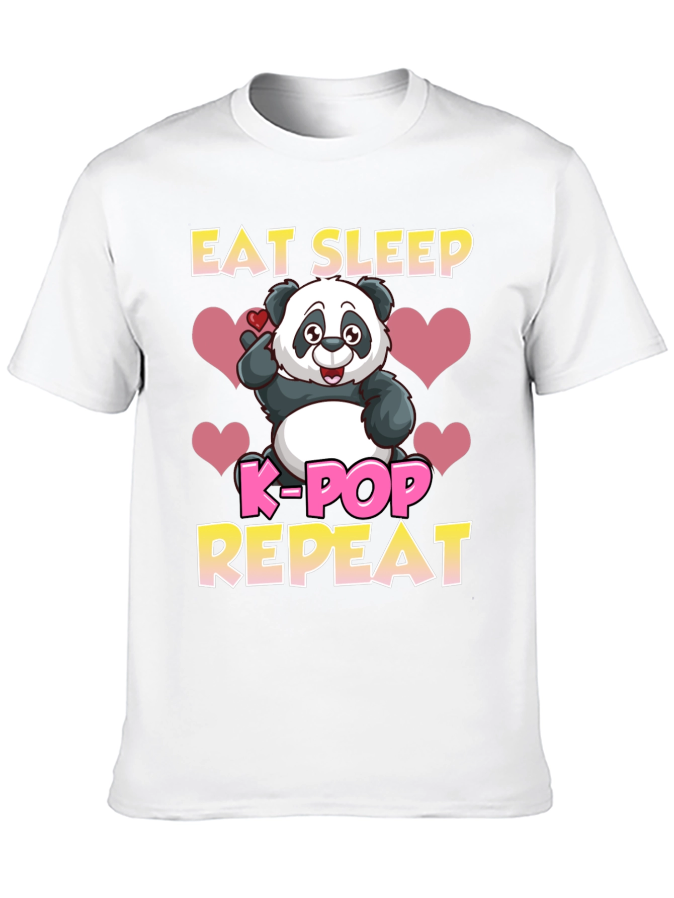 Eat Sleep K-Pop Repeat Panda Graphic Tee