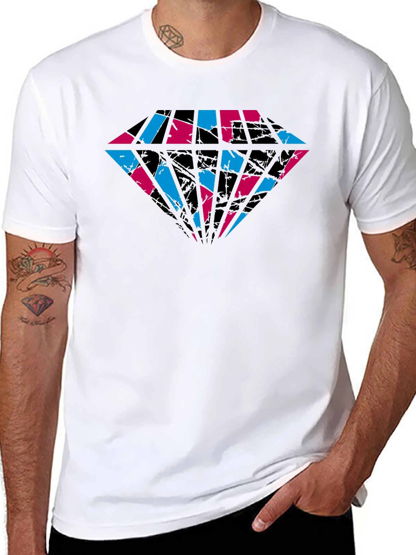 Abstract Diamond Graphic Tee - Cool Black Shirt