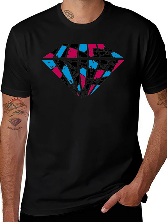 Abstract Diamond Graphic Tee - Cool Black Shirt