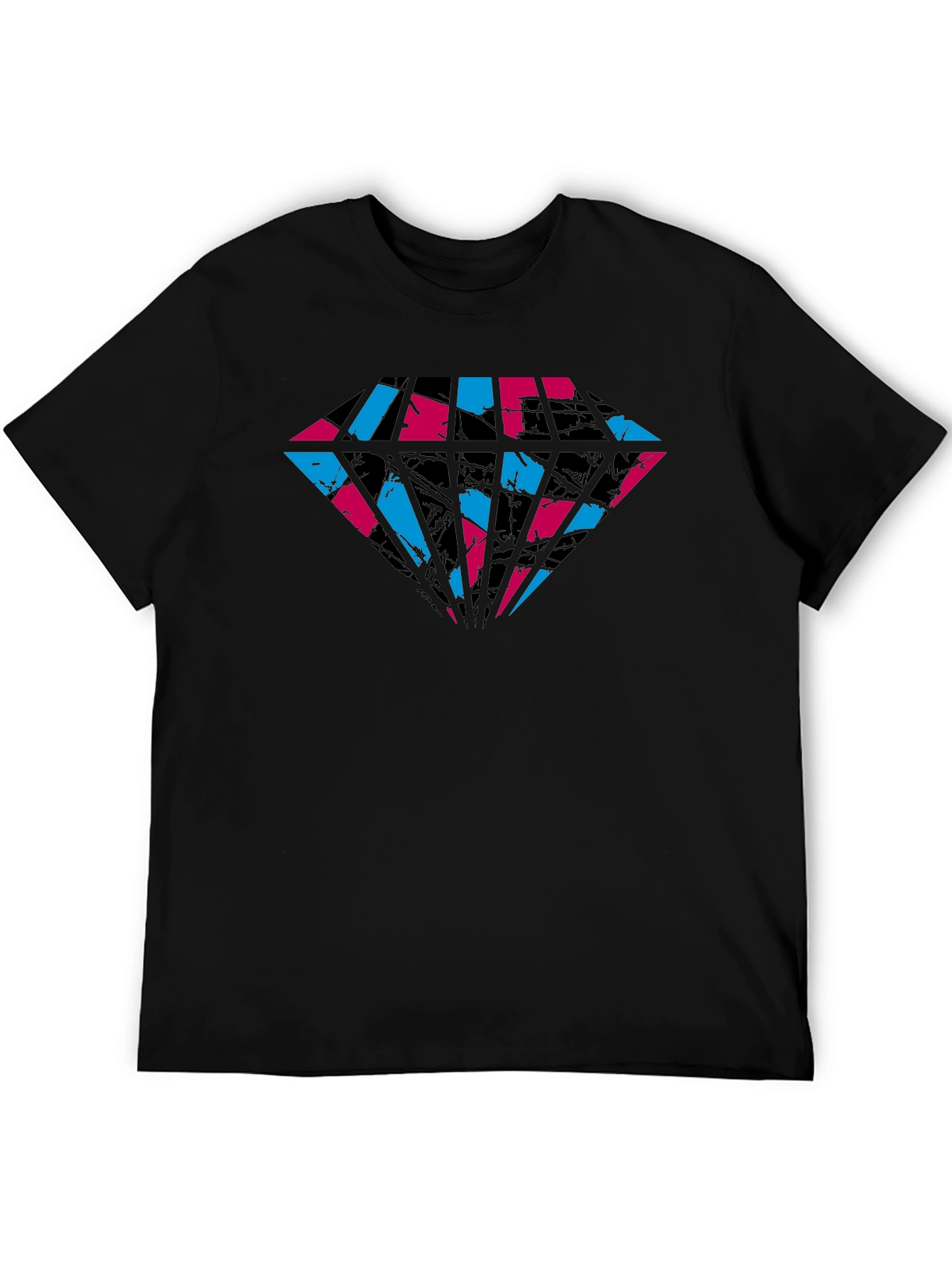 Abstract Diamond Graphic Tee - Cool Black Shirt