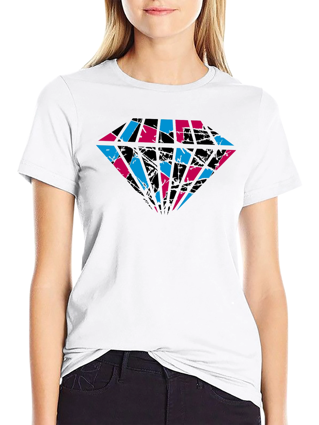 Abstract Diamond Graphic Tee - Cool Black Shirt