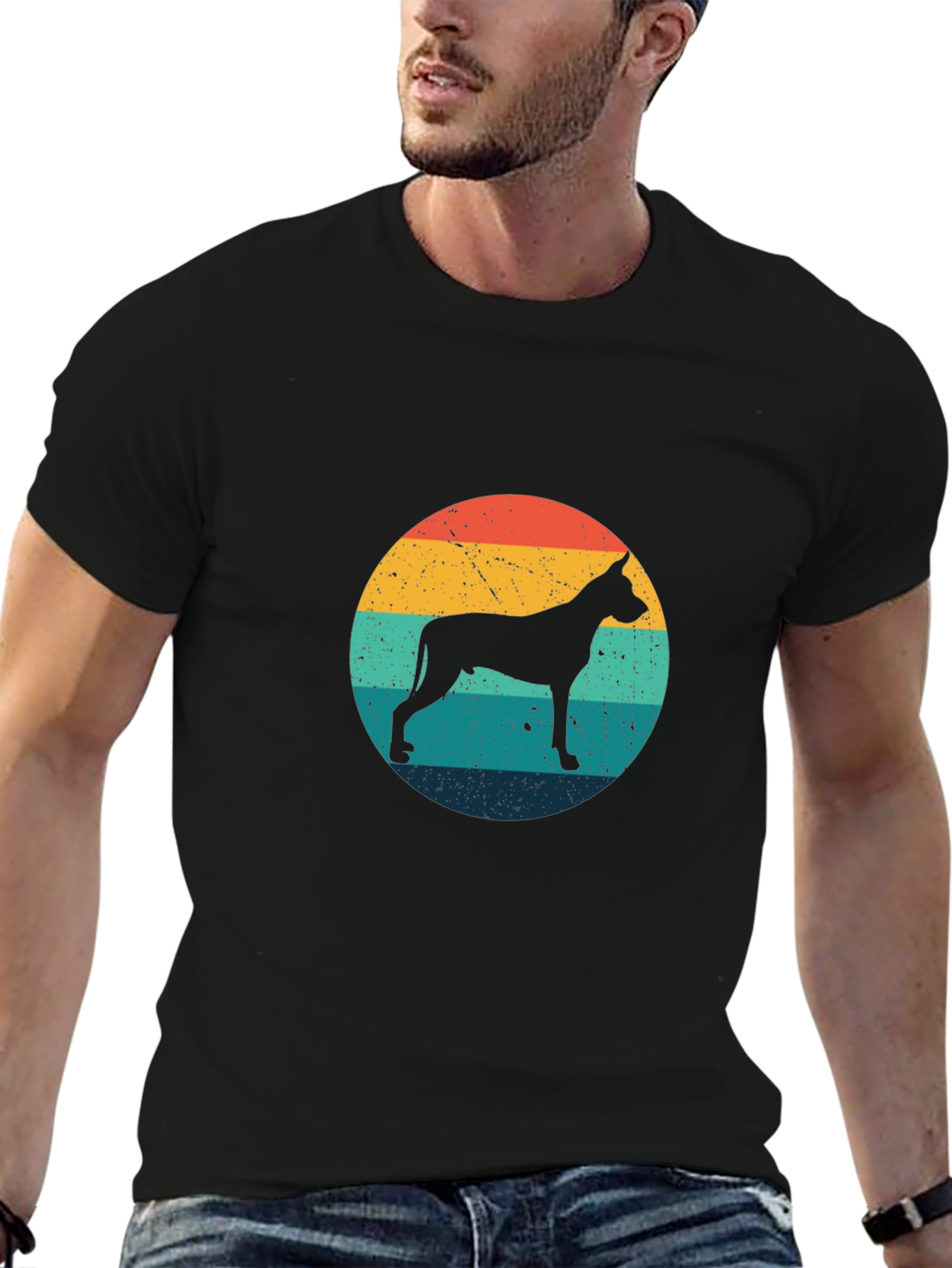 Retro Dog Silhouette Graphic Tee - Great Dane